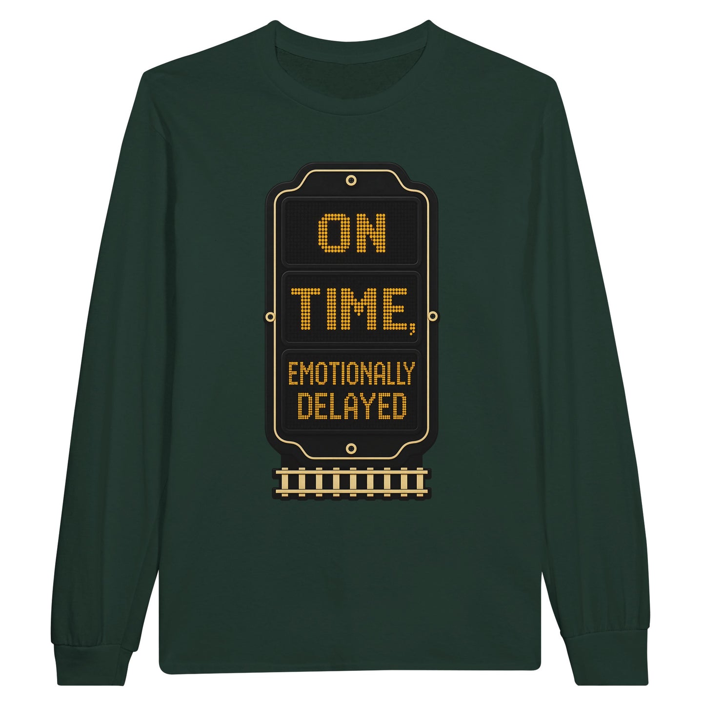 On Time, Emotionally Delayed Rail Graphic Long-Sleeve T-shirt — product view 5