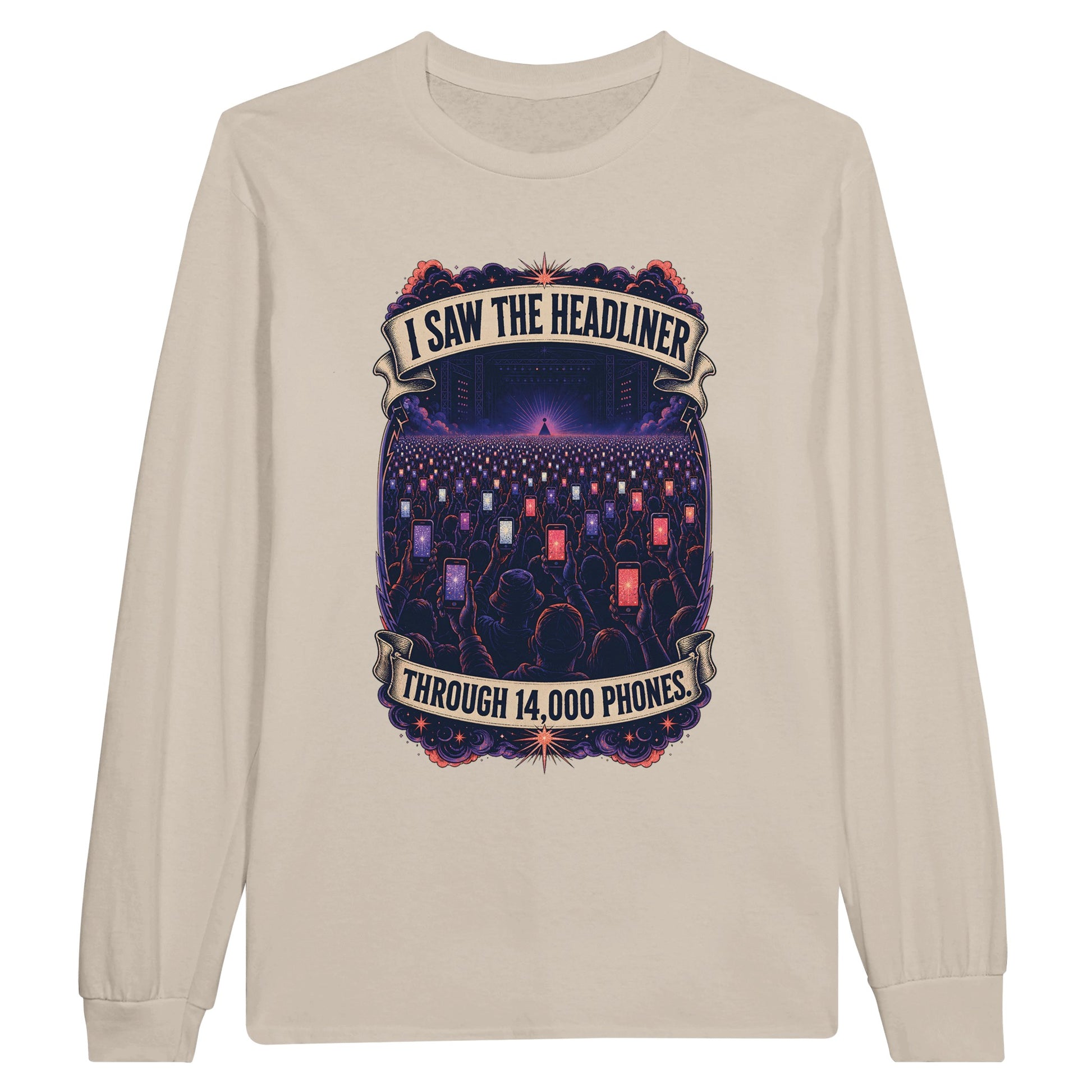 The Headliner Through 14,000 Phones Long-Sleeve T-shirt — product view 3