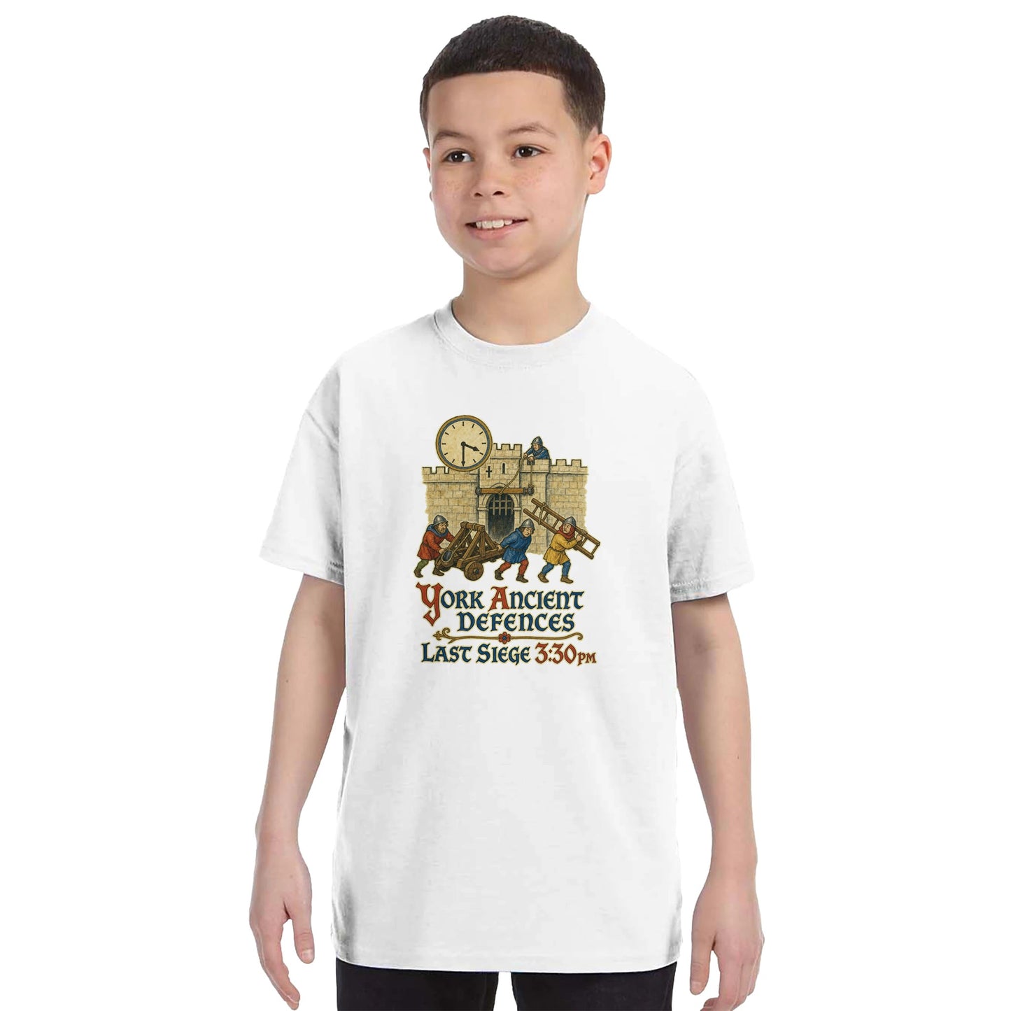 York Ancient Defences – Last Siege 3:30pm Kids' T-shirt — product view 3