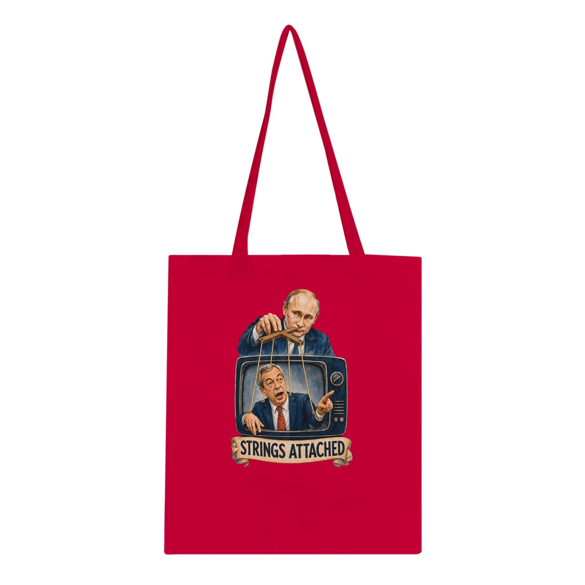 Strings Attached Political Satire Tote Bag — product view 5