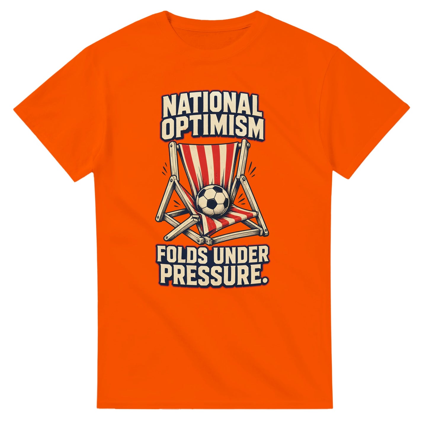 National Optimism Folds Under Pressure Football T-shirt — product view 7
