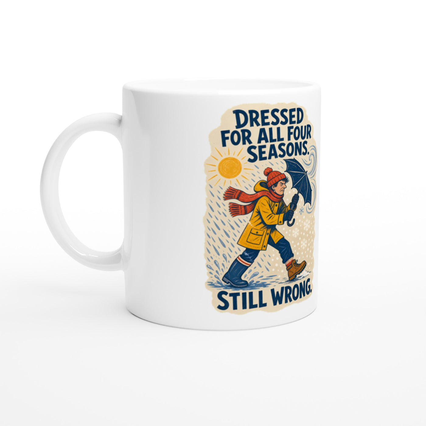 Dressed for All Four Seasons. Still Wrong. Mug