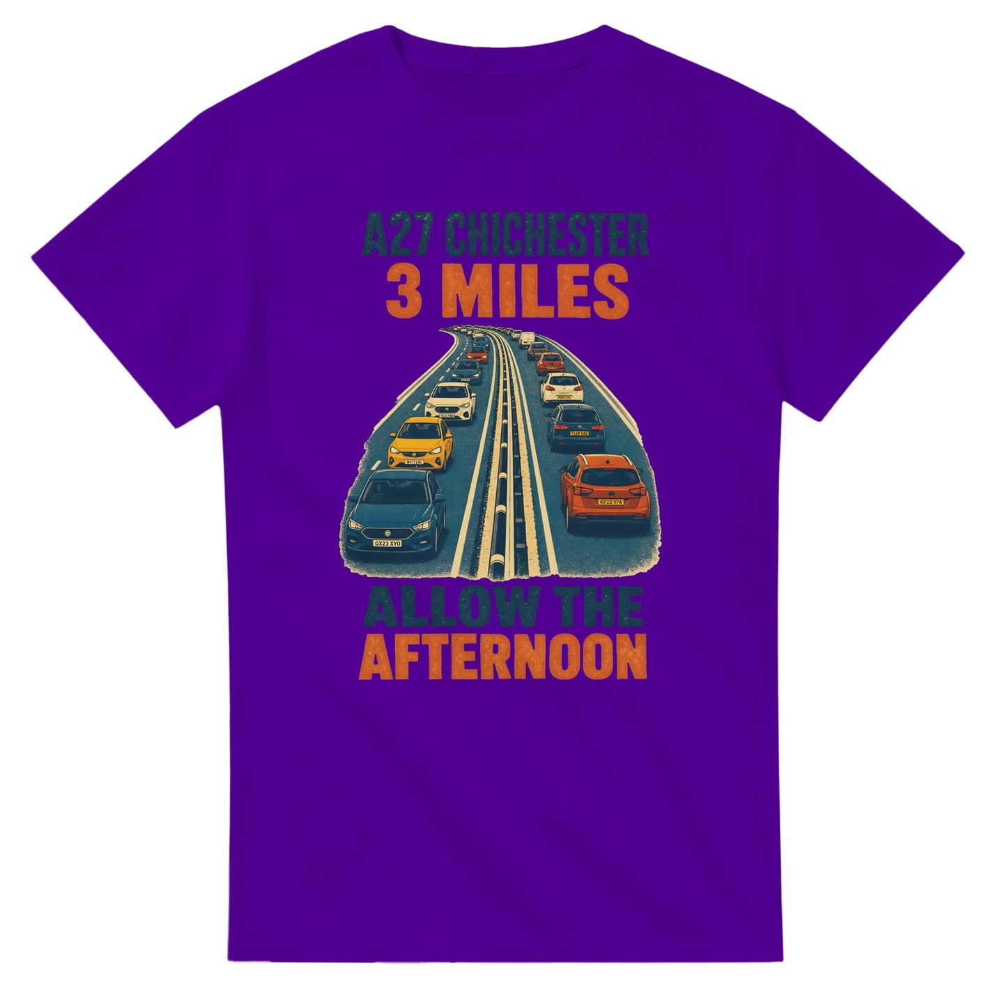 A27 Chichester – 3 Miles, Allow the Afternoon T-shirt — product view 16