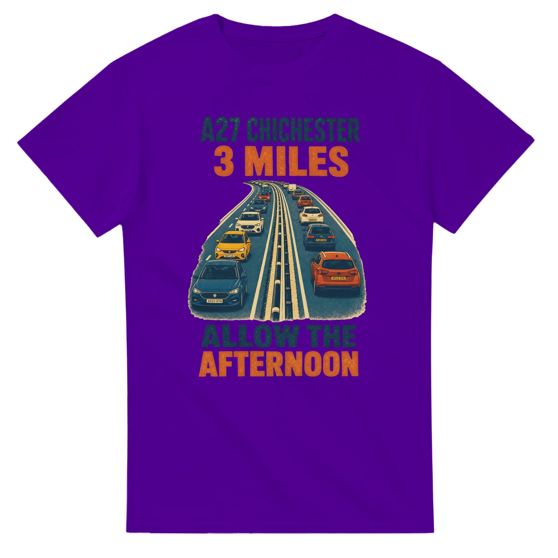 A27 Chichester – 3 Miles, Allow the Afternoon T-shirt — product view 16