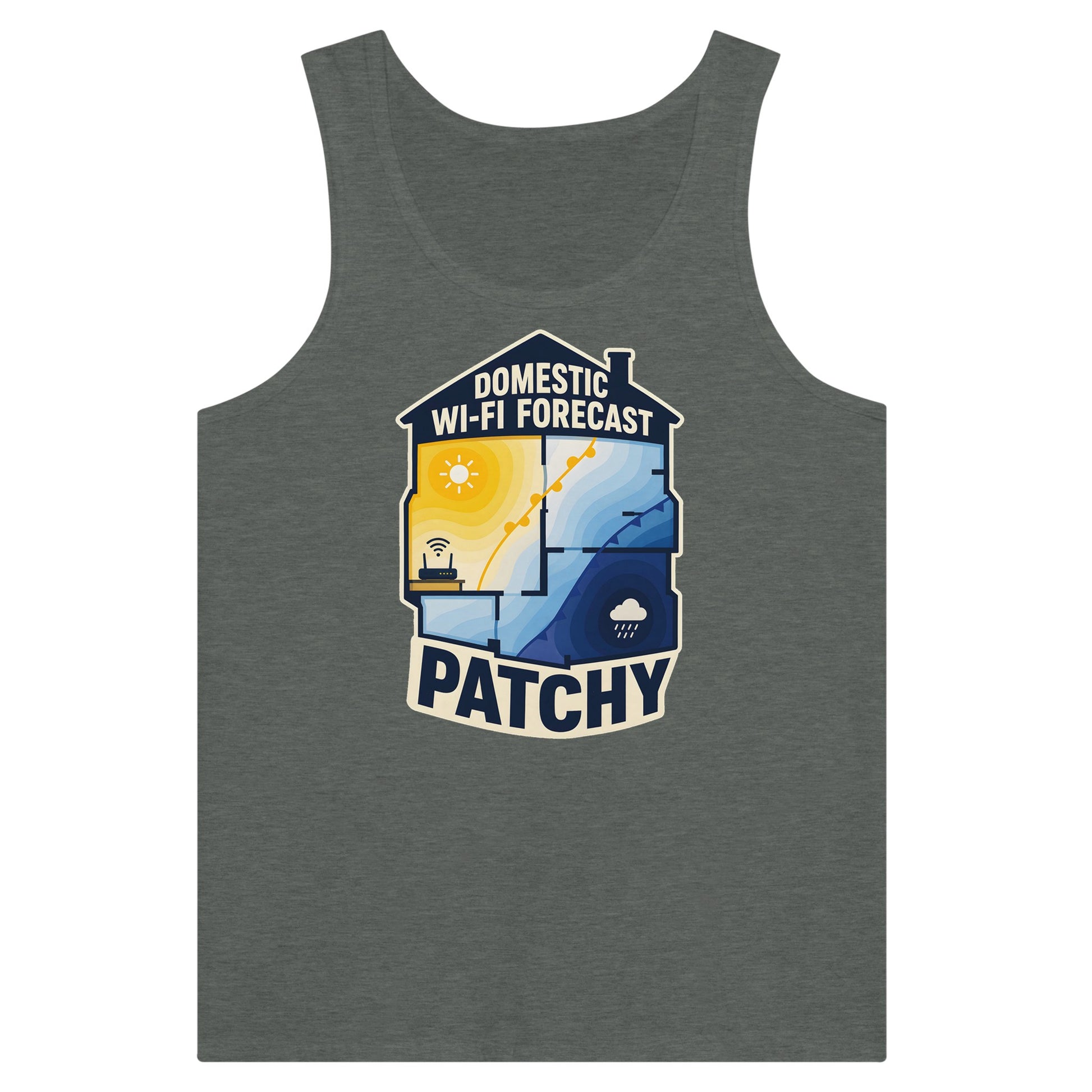 Domestic Wi-Fi Forecast Patchy Premium Unisex Tank Top — product view 4
