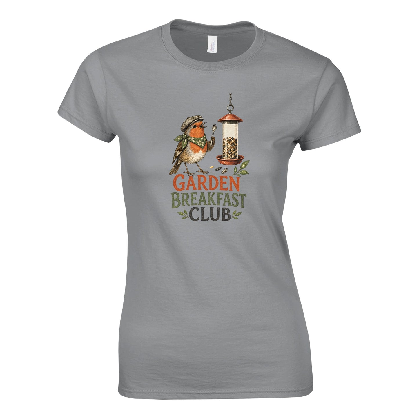 Garden Breakfast Club Robin Graphic Women's T-shirt — product view 2