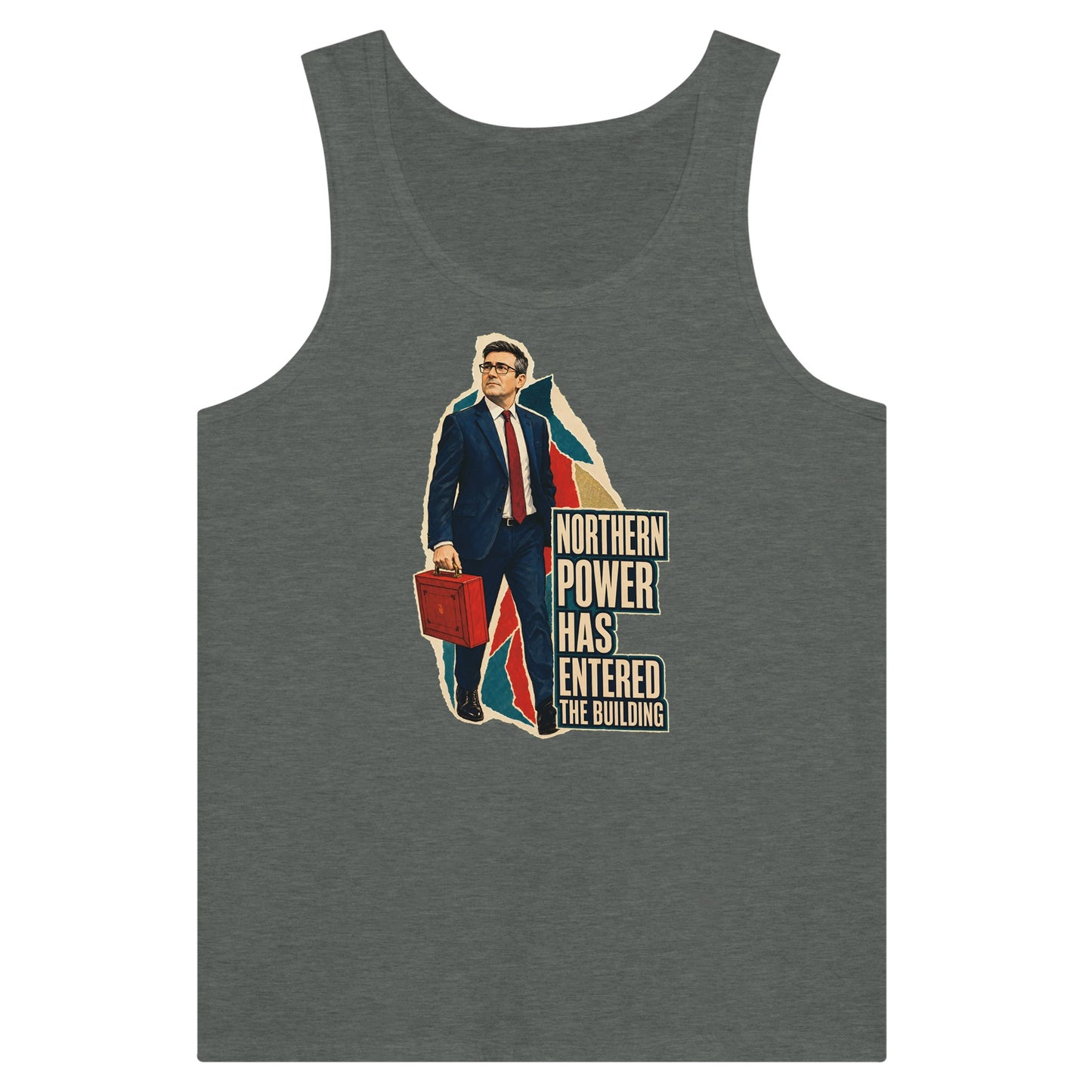 Northern Power Has Entered the Building Tote Bag Premium Unisex Tank Top — product view 4