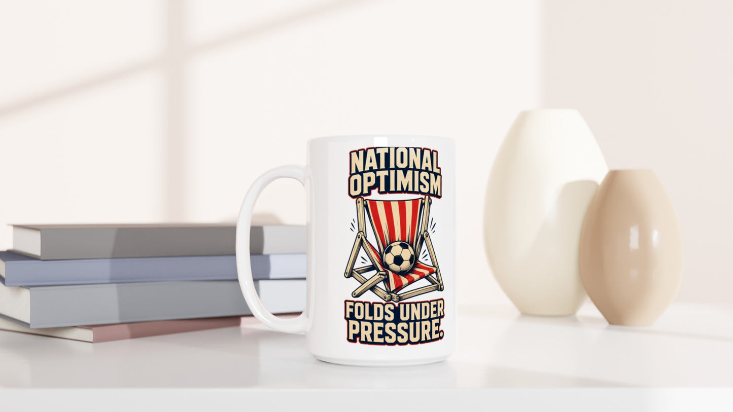 National Optimism Folds Under Pressure Football Large Mug — product view 6