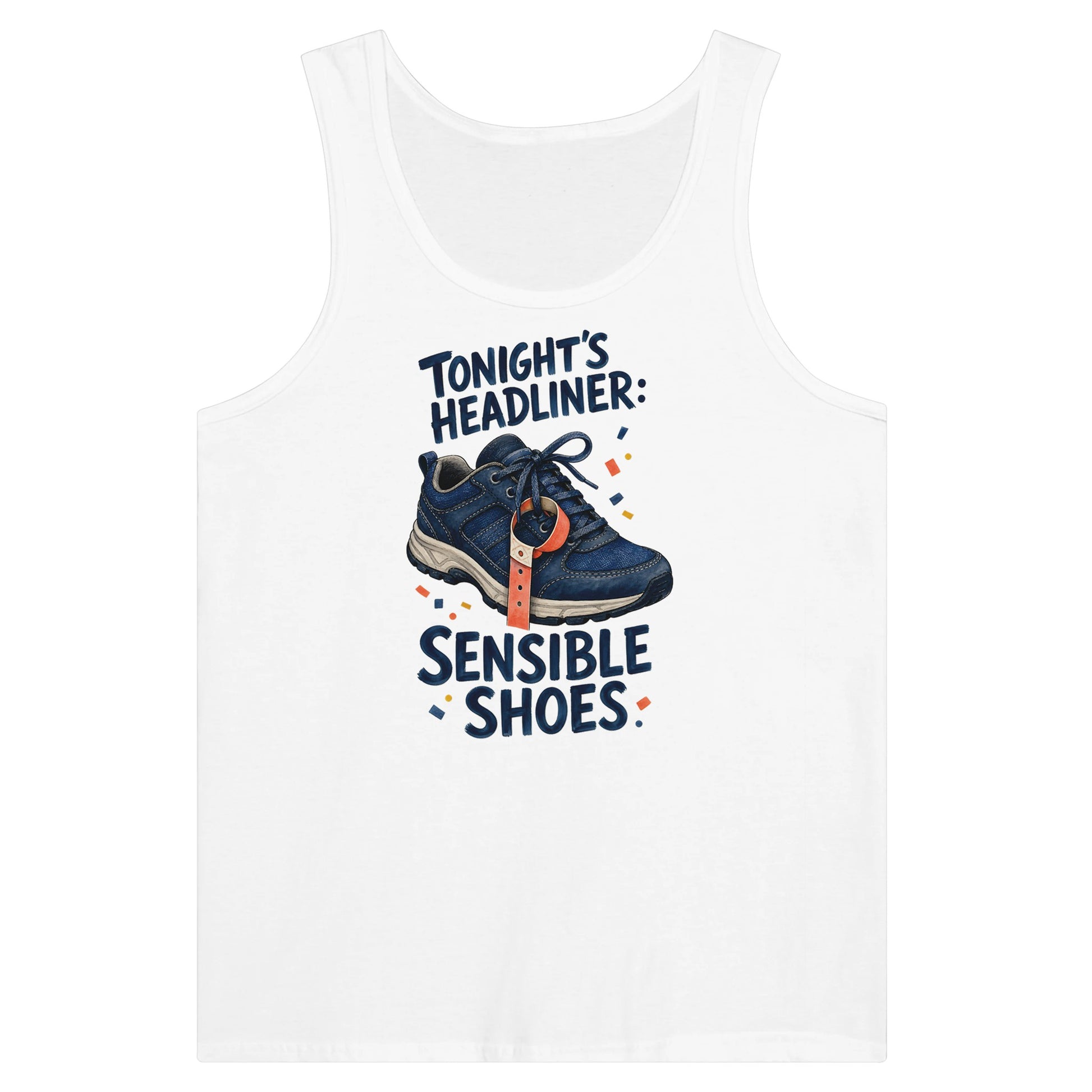Tonight's Headliner: Sensible Shoes Concert Premium Unisex Tank Top — product view 1