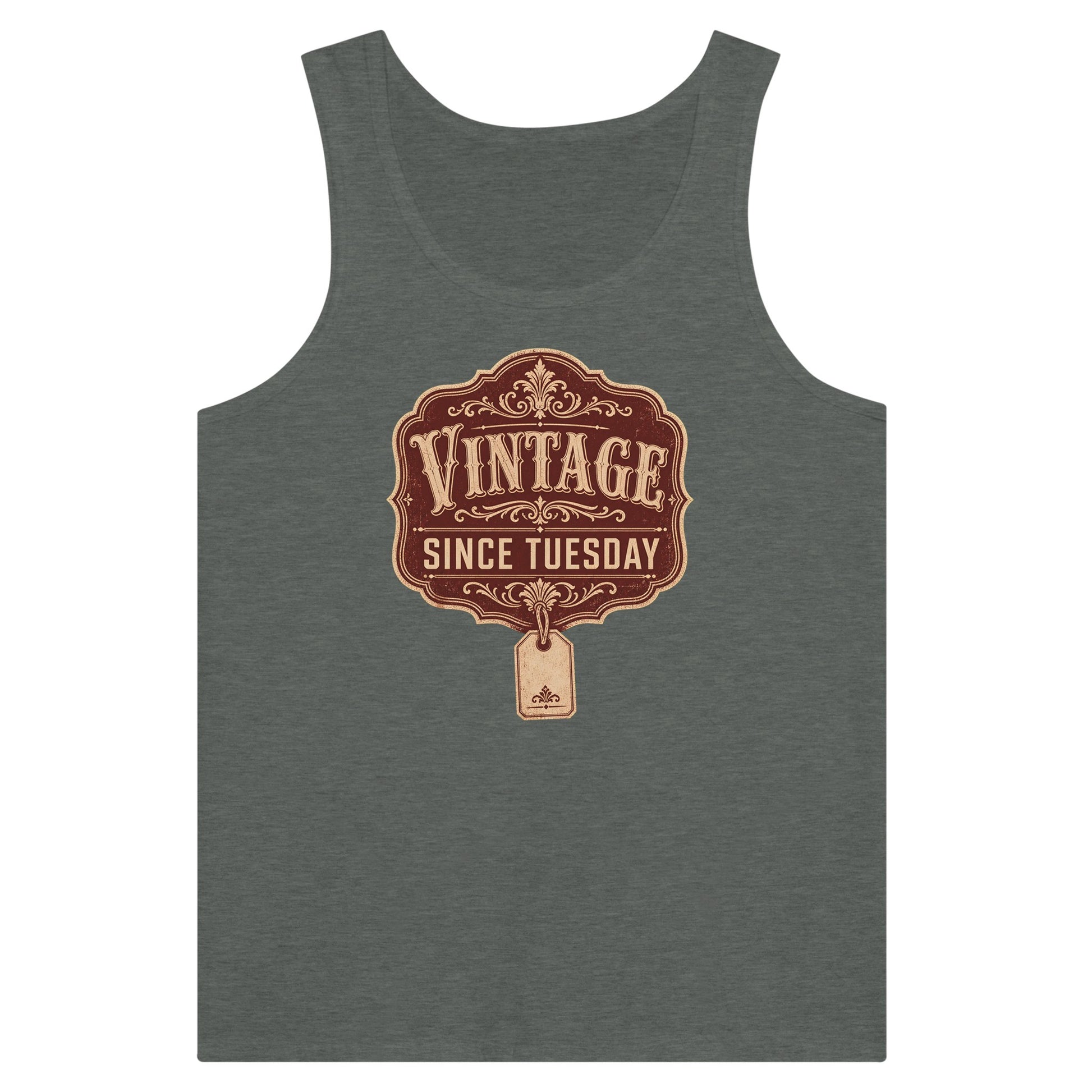 Vintage Since Tuesday Premium Unisex Tank Top — product view 4
