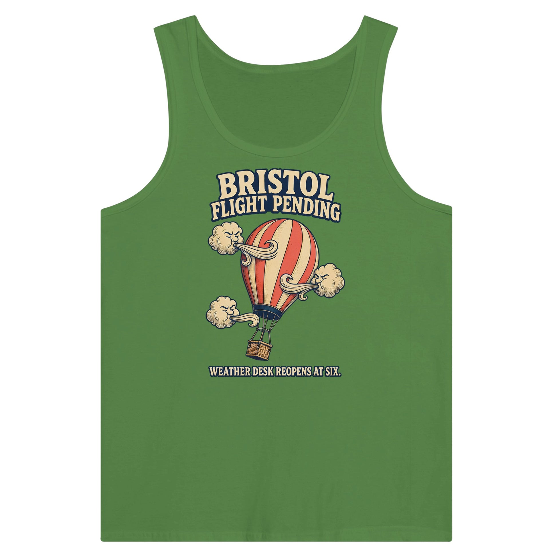 Bristol Flight Pending – Weather Desk Premium Unisex Tank Top — product view 13