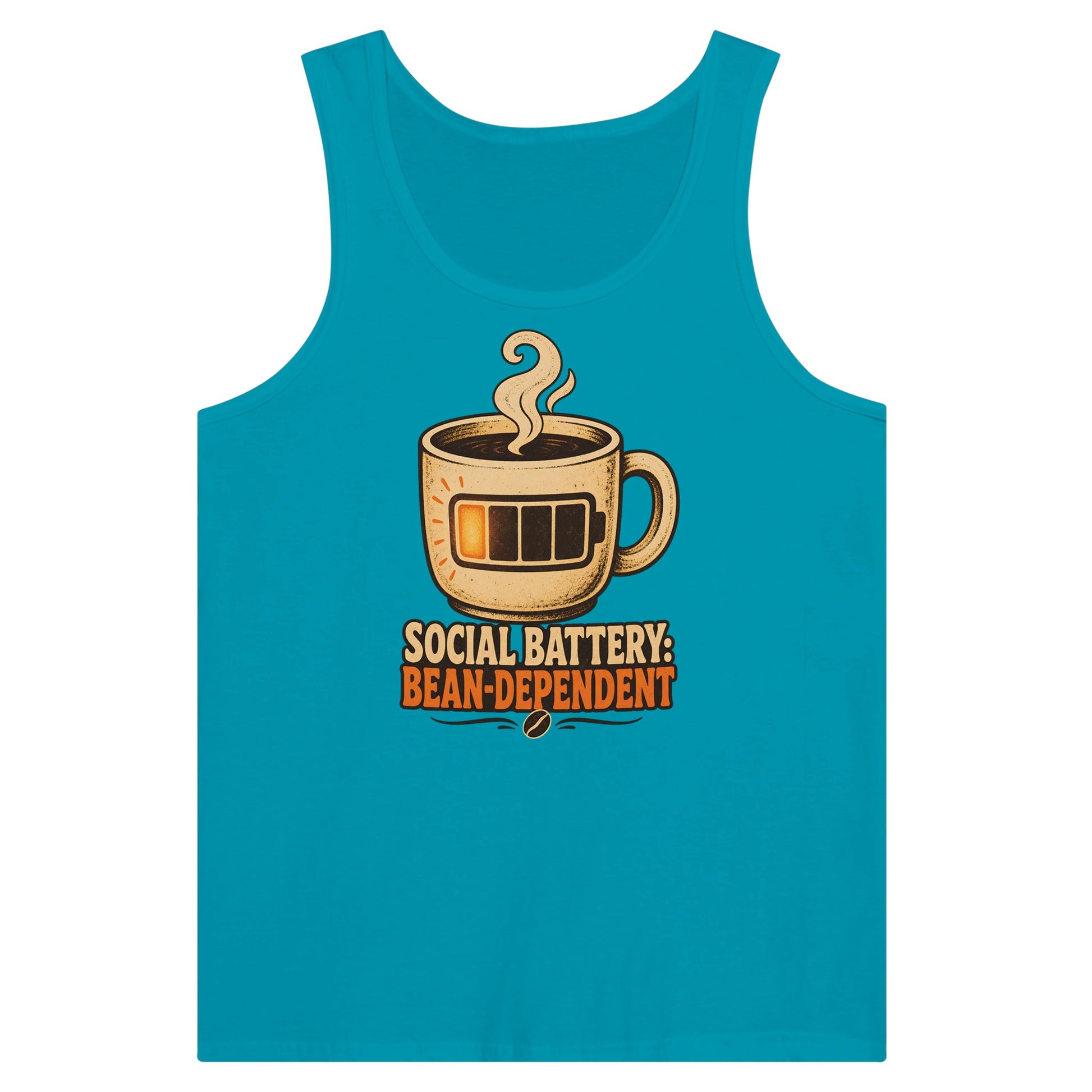 Social Battery: Bean-Dependent Graphic Premium Unisex Tank Top — product view 2