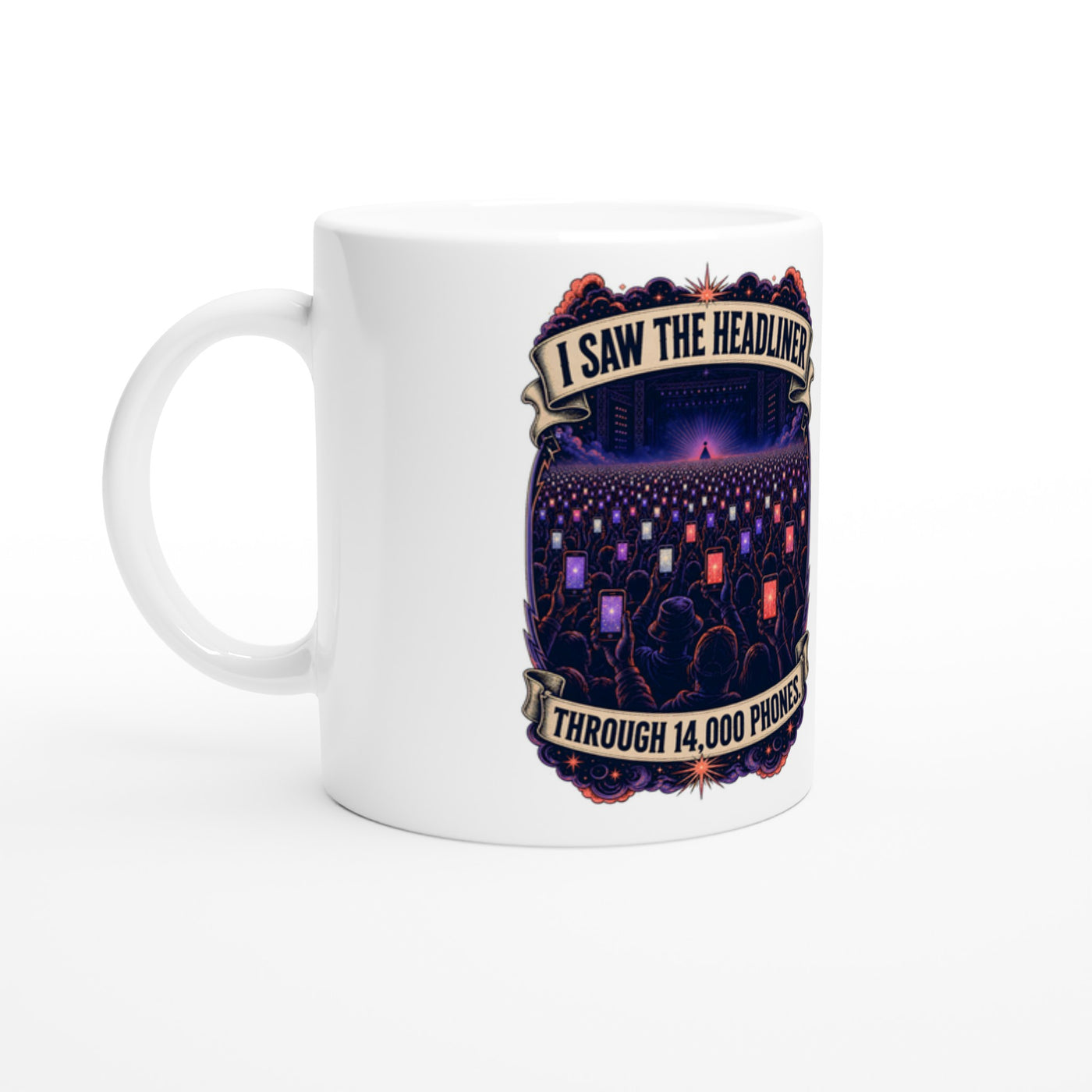 The Headliner Through 14,000 Phones Mug