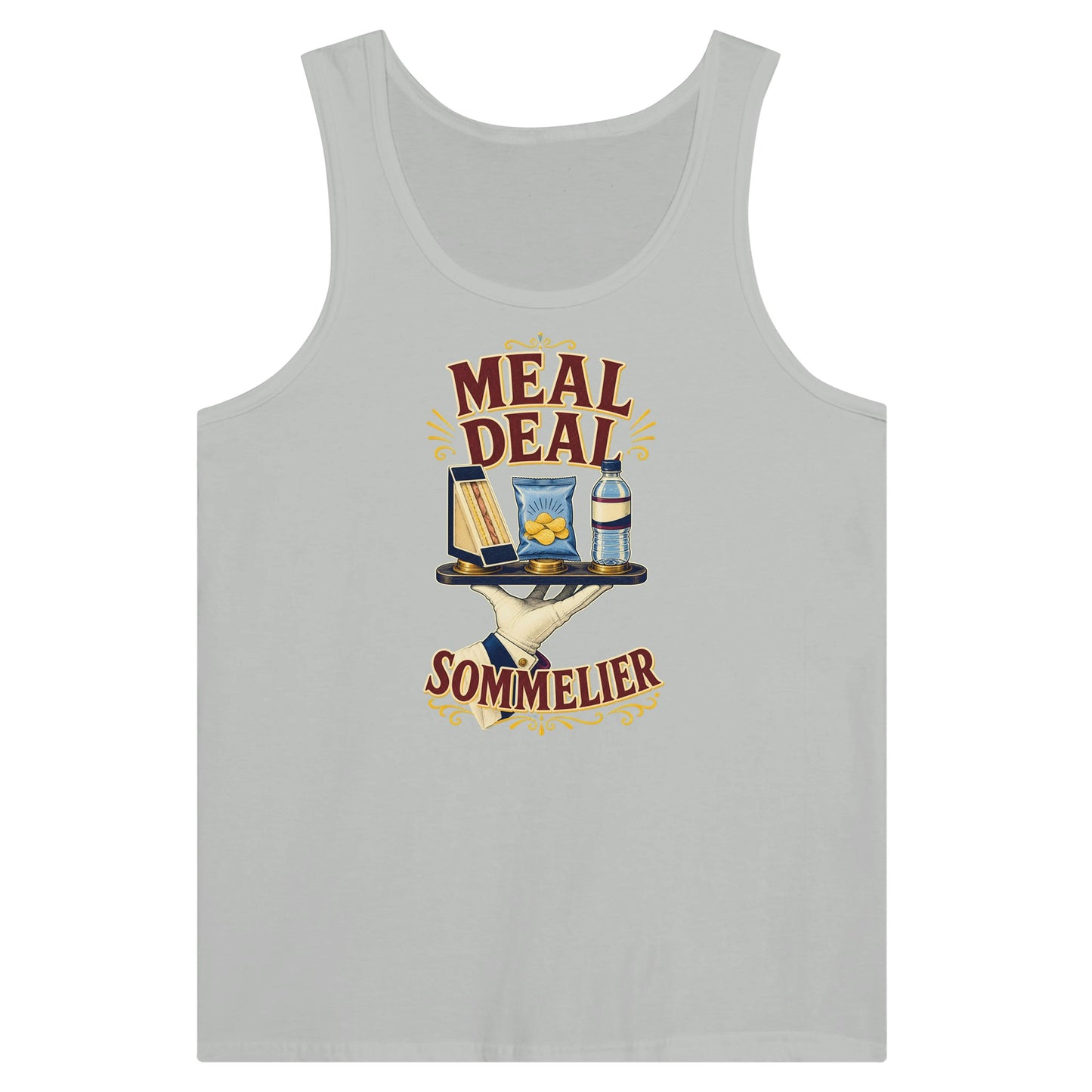 Meal Deal Sommelier British Lunch Design Premium Unisex Tank Top — product view 5