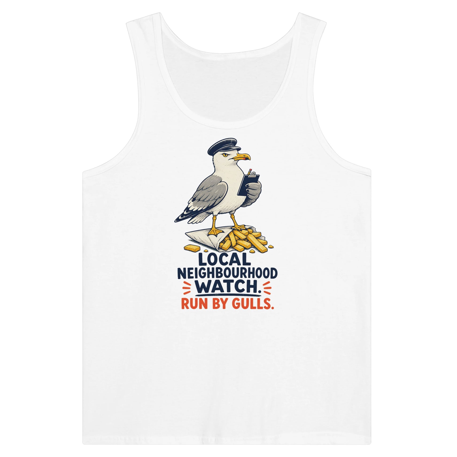 Local Neighbourhood Watch: Run by Gulls Premium Unisex Tank Top — product view 1