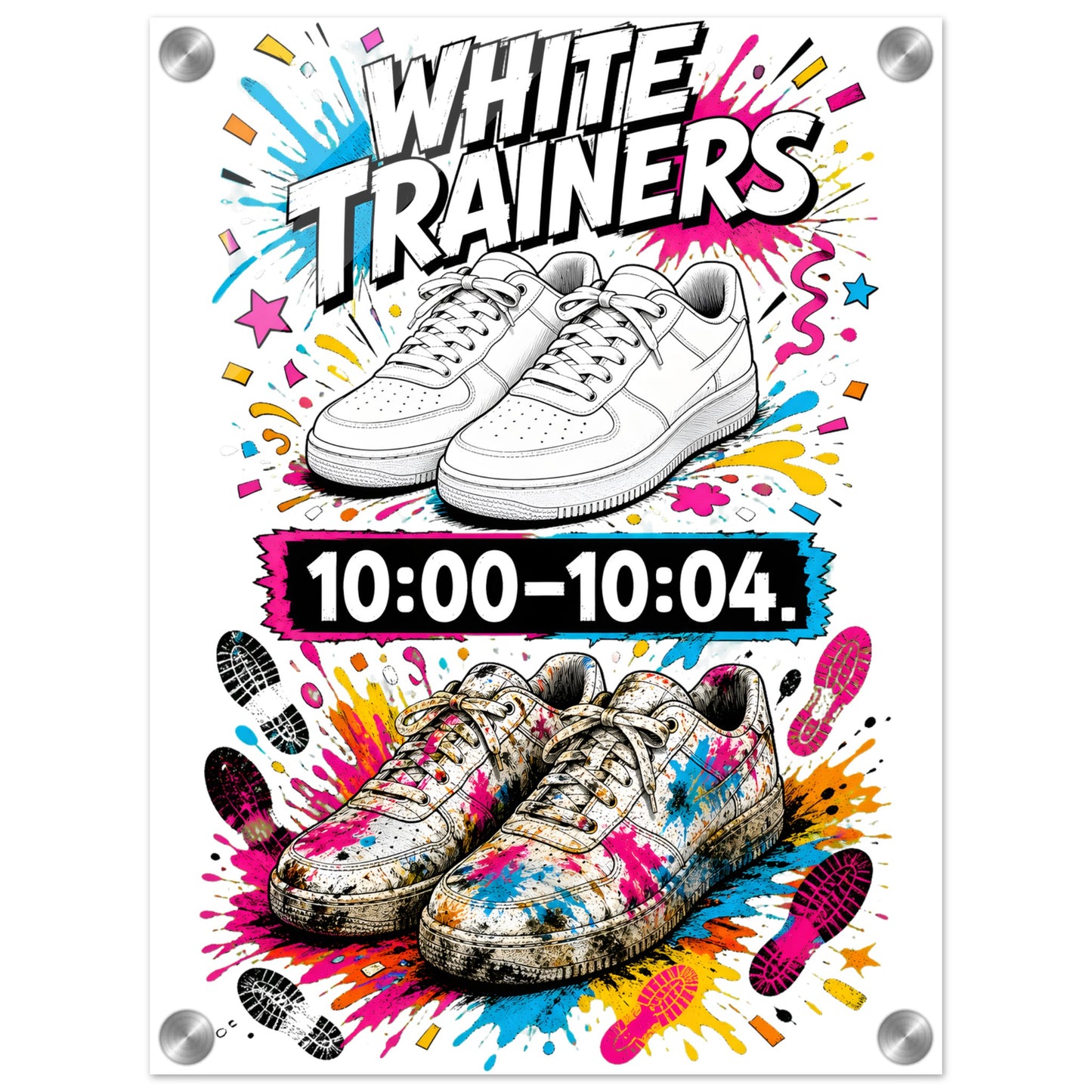 White Trainers: 10:00–10:04 Acrylic Print — product view 1