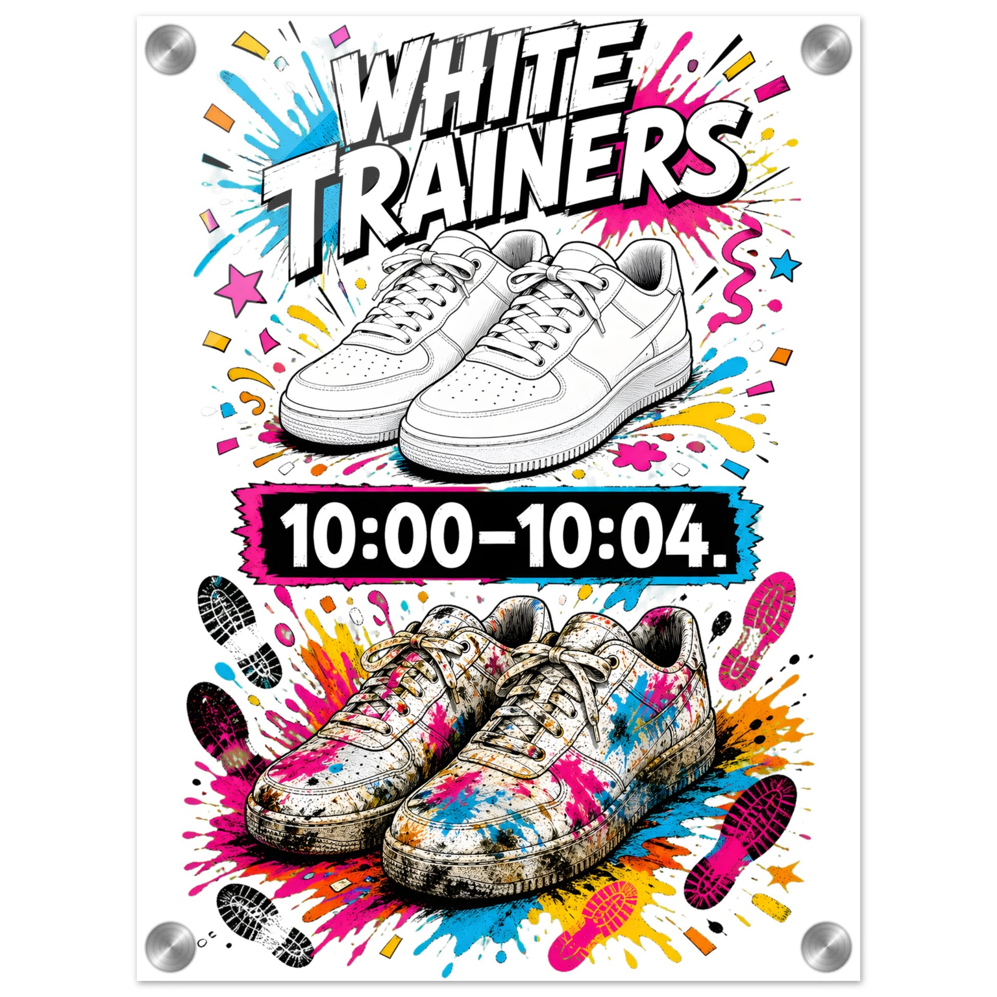 White Trainers: 10:00–10:04 Acrylic Print — product view 1