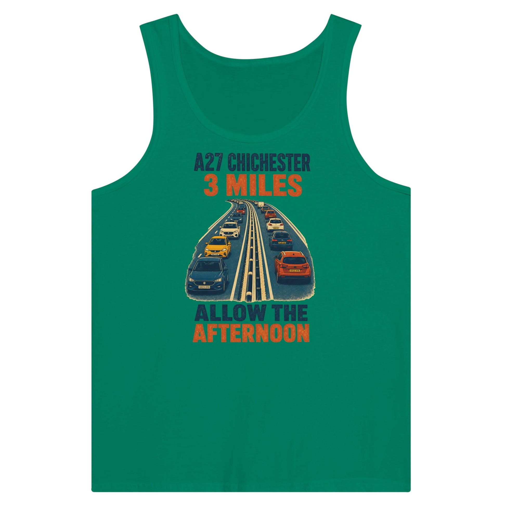 A27 Chichester – 3 Miles, Allow the Afternoon Premium Unisex Tank Top — product view 10