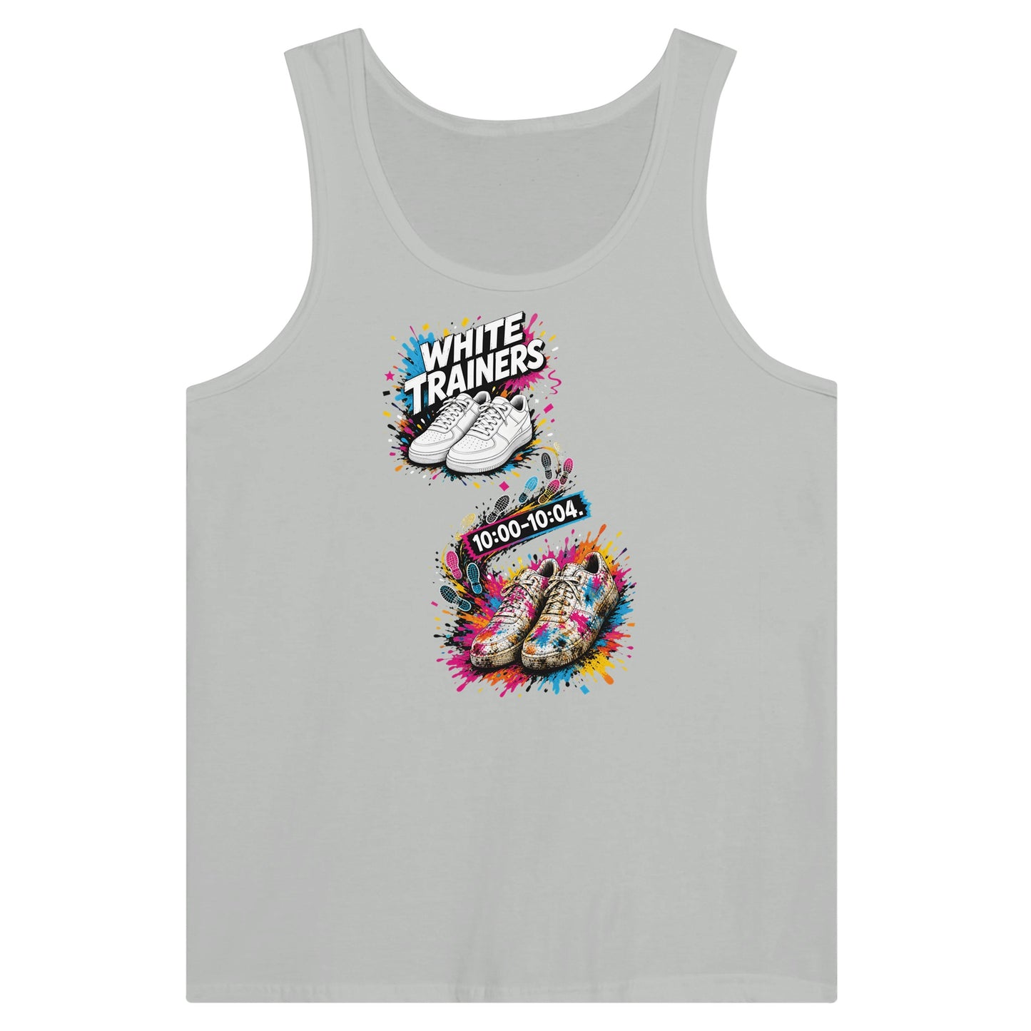 White Trainers: 10:00–10:04 Premium Unisex Tank Top — product view 5