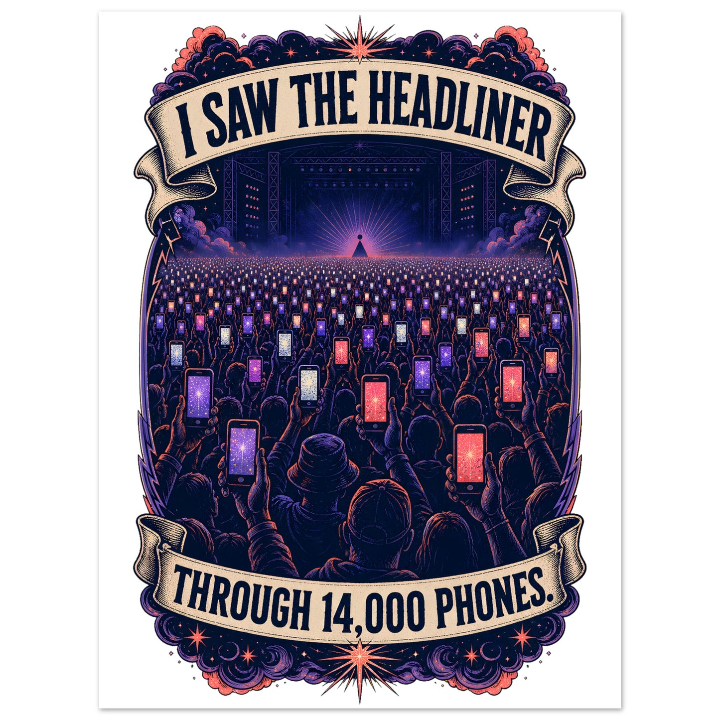 The Headliner Through 14,000 Phones Aluminium Print — product view 1