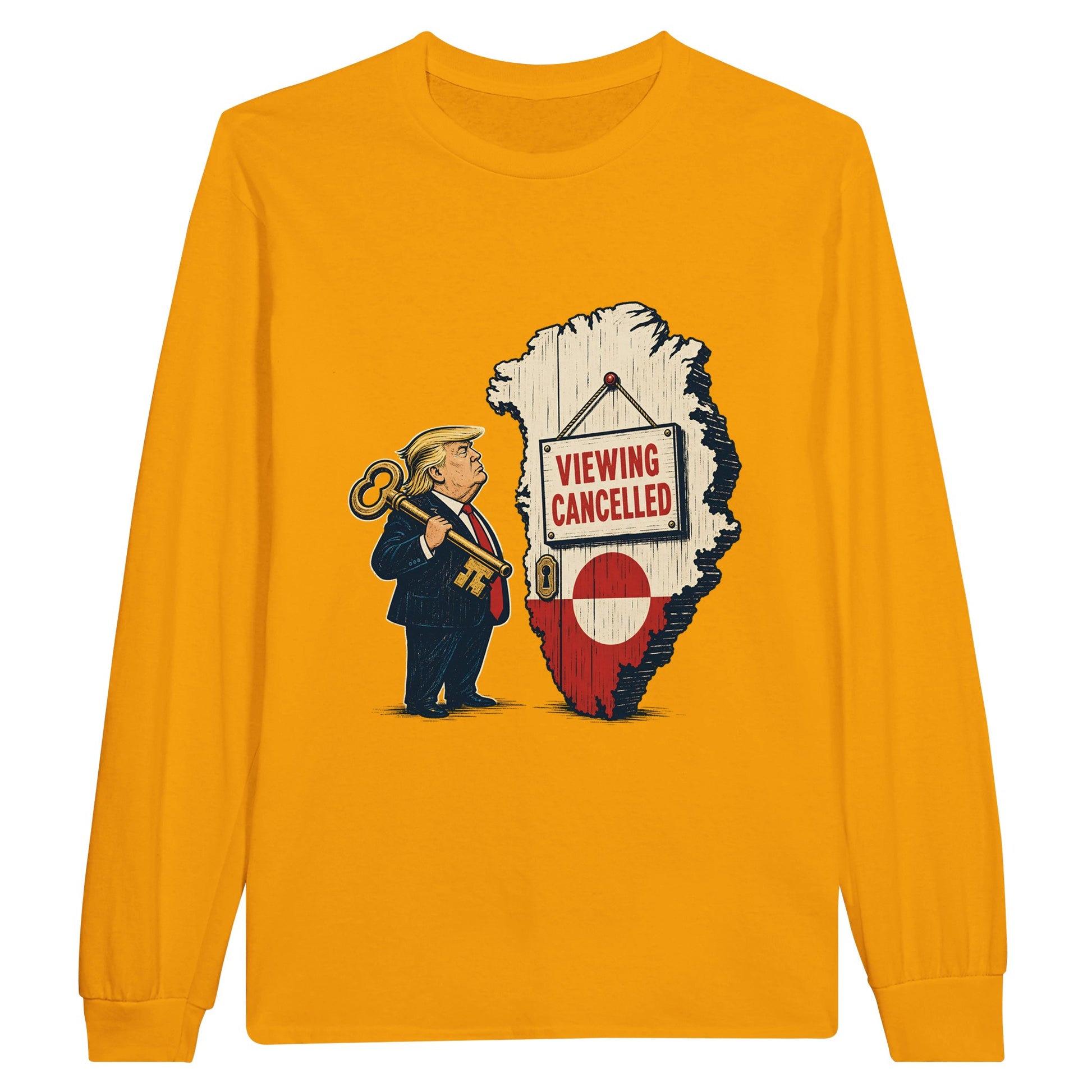 Viewing Cancelled — Greenland Political Satire Long-Sleeve T-shirt — product view 4