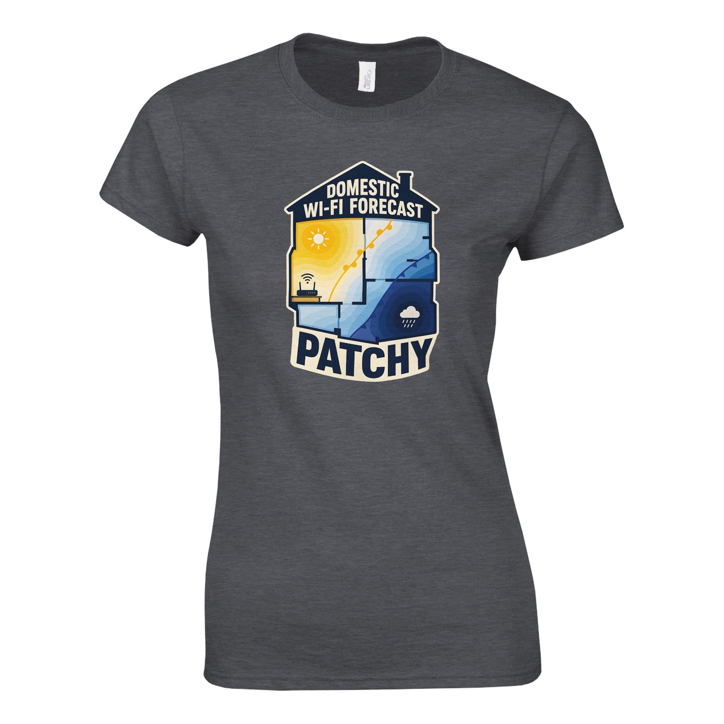 Domestic Wi-Fi Forecast Patchy Women's T-shirt — product view 4