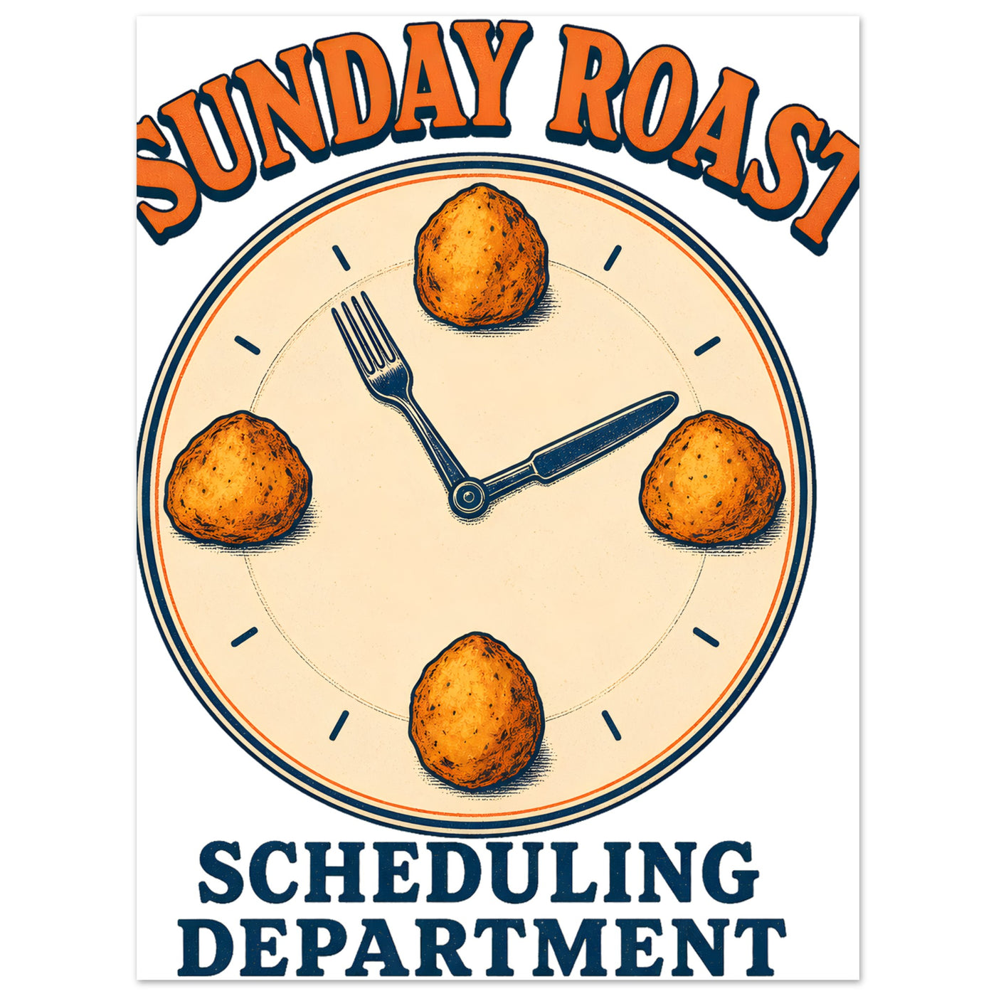 Sunday Roast Scheduling Department Aluminium Print