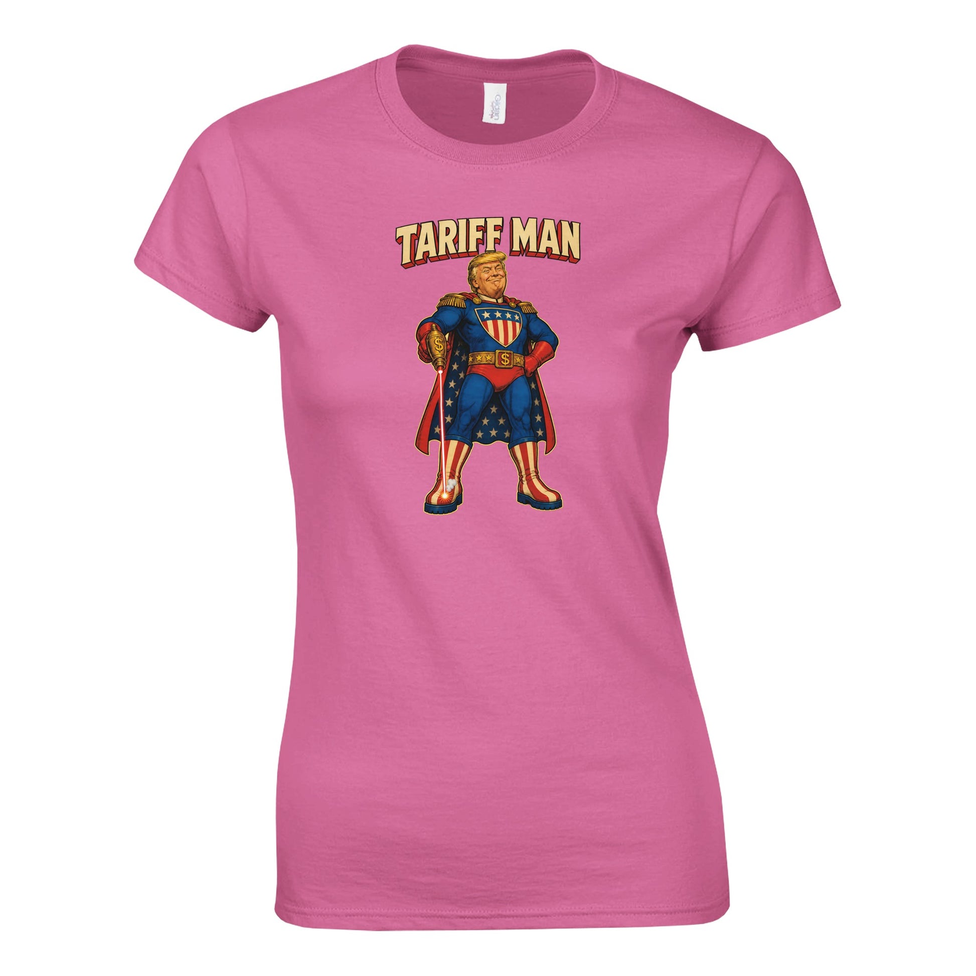 Tariff Man – Self-Shot Satire Women's T-shirt — product view 4