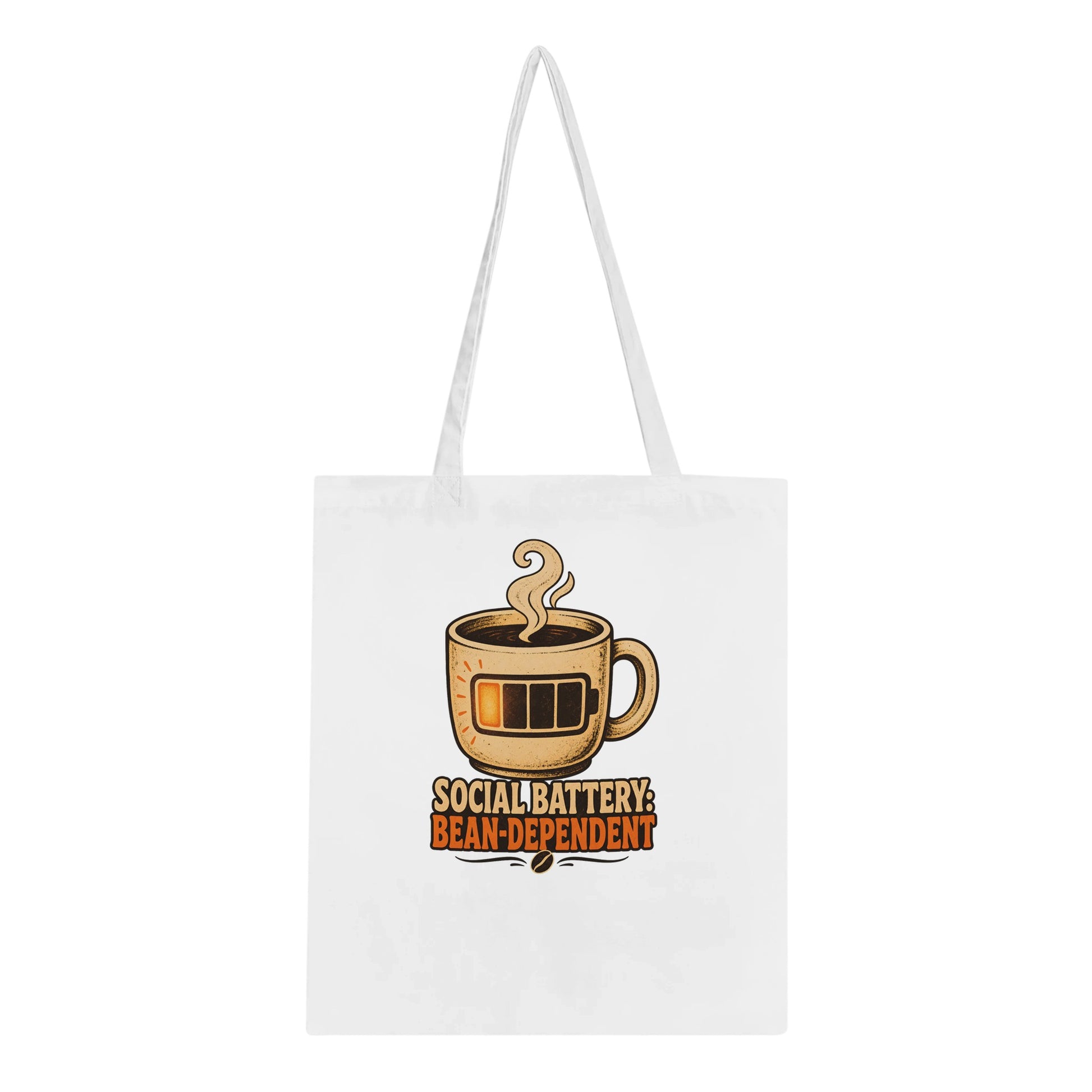Social Battery: Bean-Dependent Graphic Tote Bag — product view 1