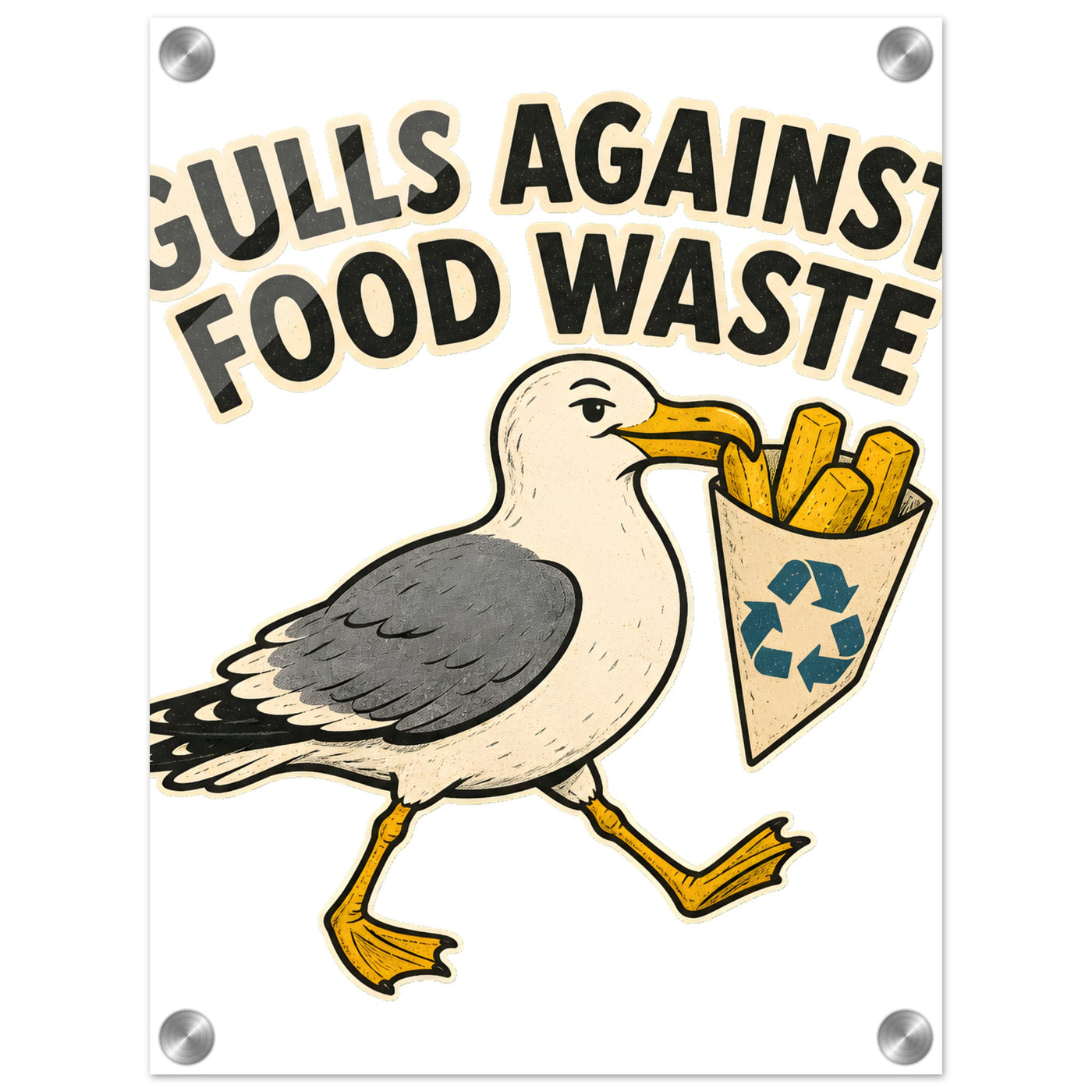 Gulls Against Food Waste Graphic Acrylic Print