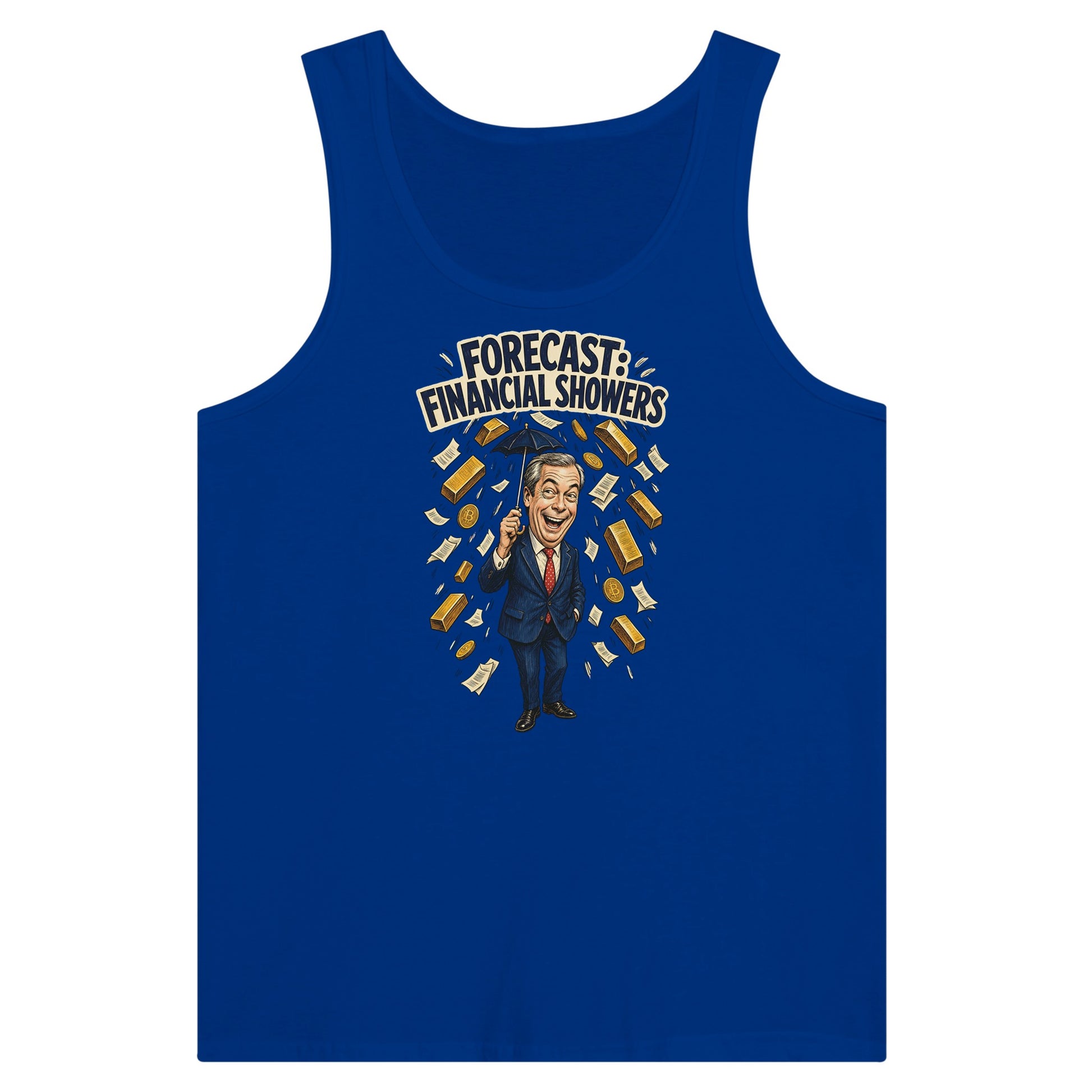 Forecast: Financial Showers Premium Unisex Tank Top — product view 3