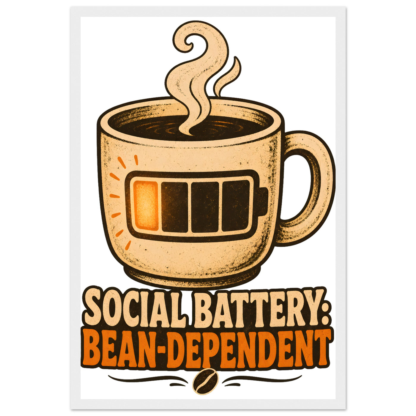 Social Battery: Bean-Dependent Graphic Framed Wall Art