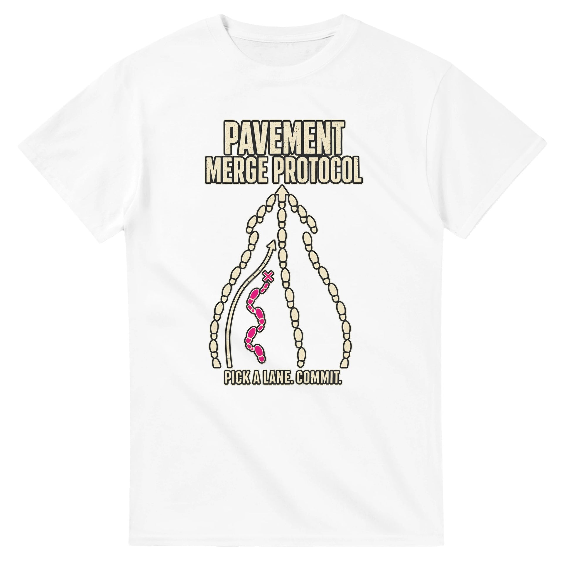 Pavement Merge Protocol — Pick a Lane T-shirt — product view 1