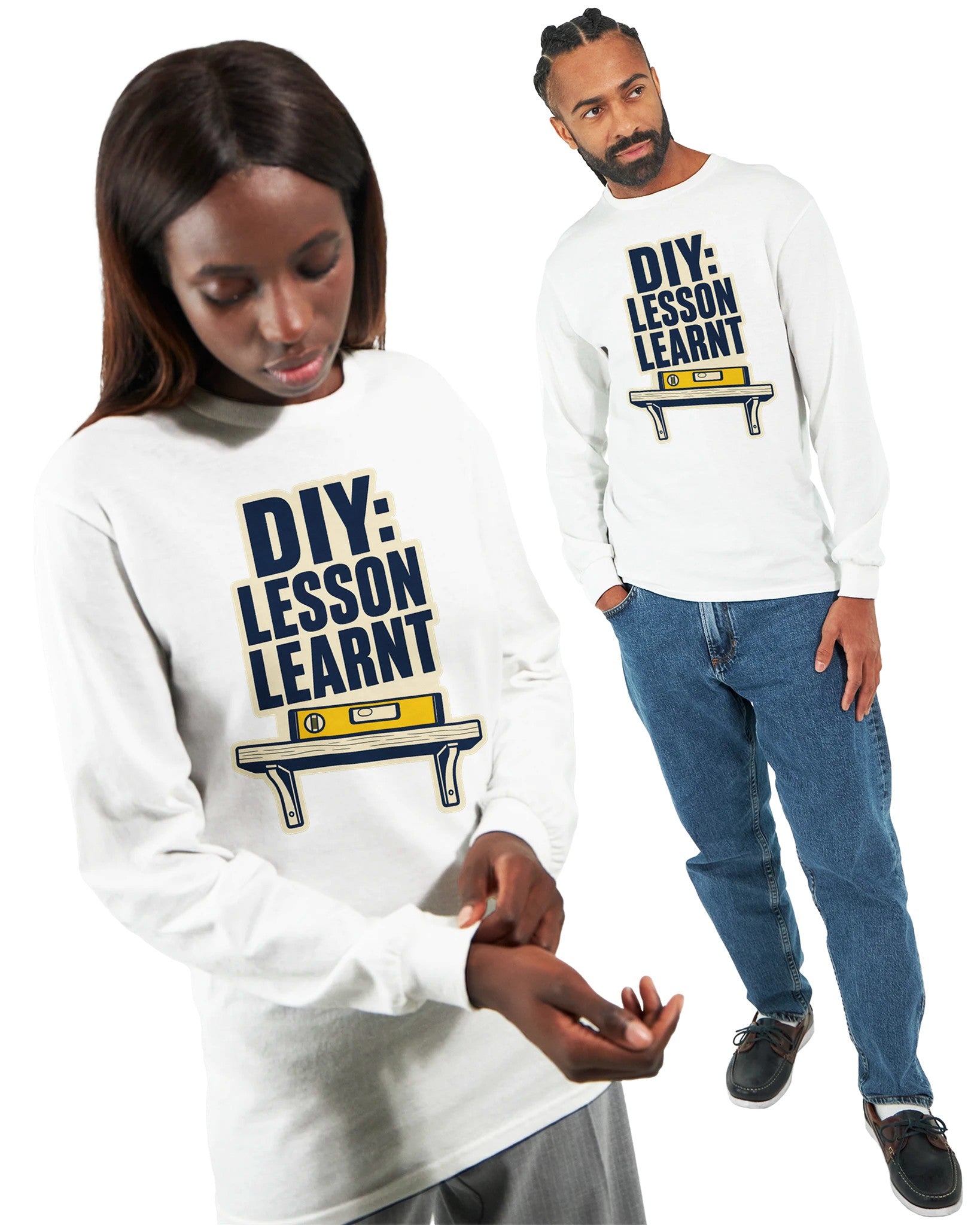 DIY: Lesson Learnt Wonky Shelf Graphic Long-Sleeve T-shirt — product view 15
