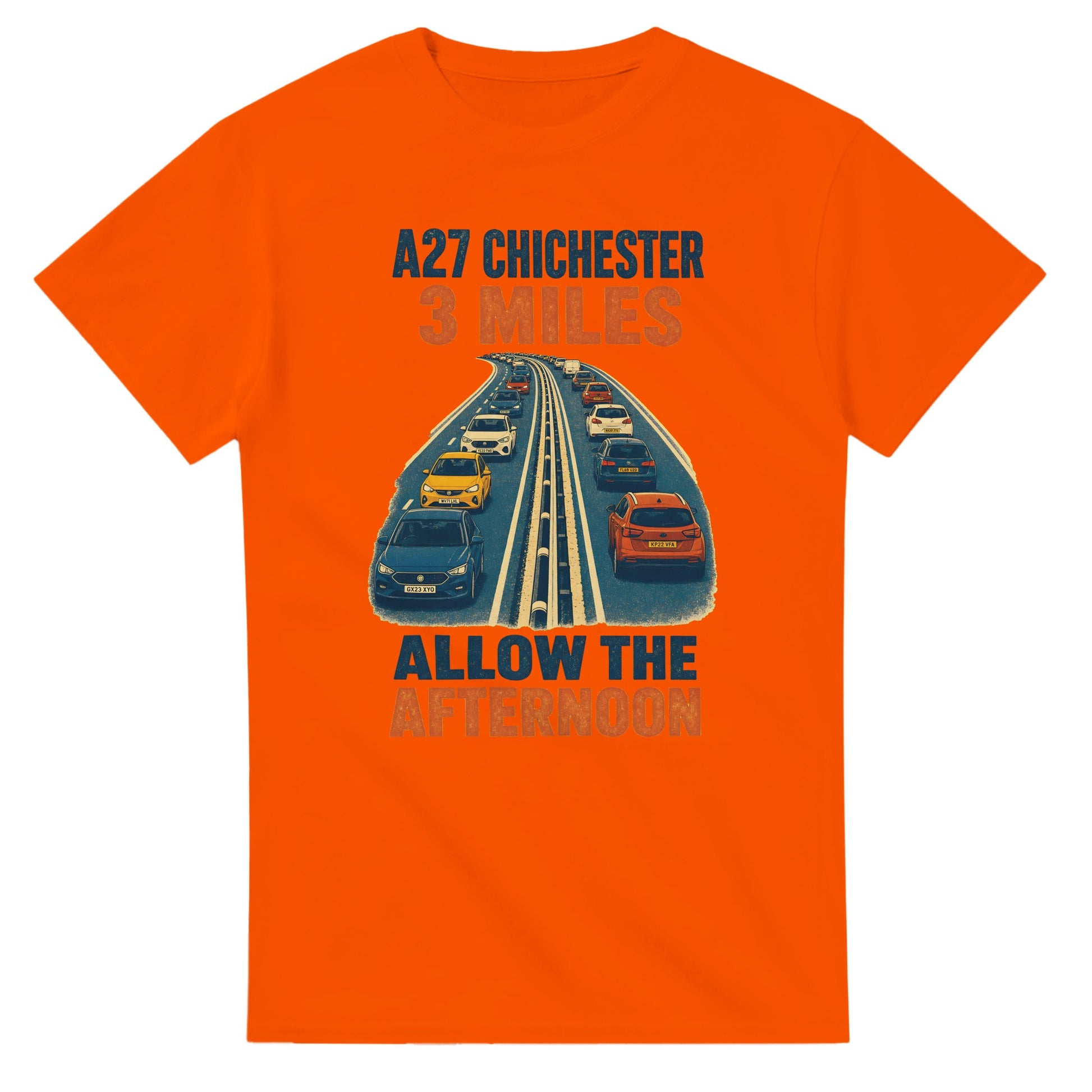 A27 Chichester – 3 Miles, Allow the Afternoon T-shirt — product view 7