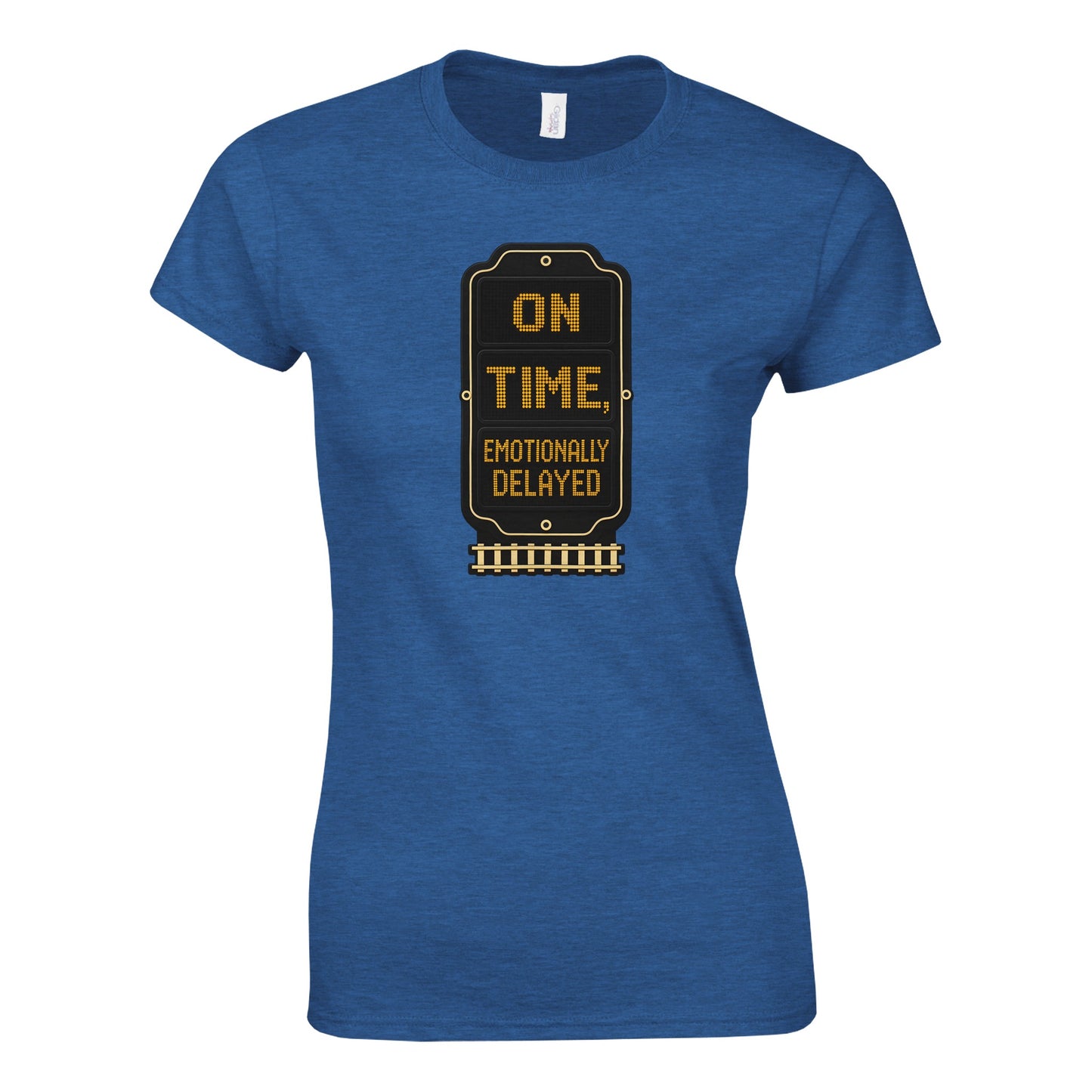 On Time, Emotionally Delayed Rail Graphic Women's T-shirt — product view 5