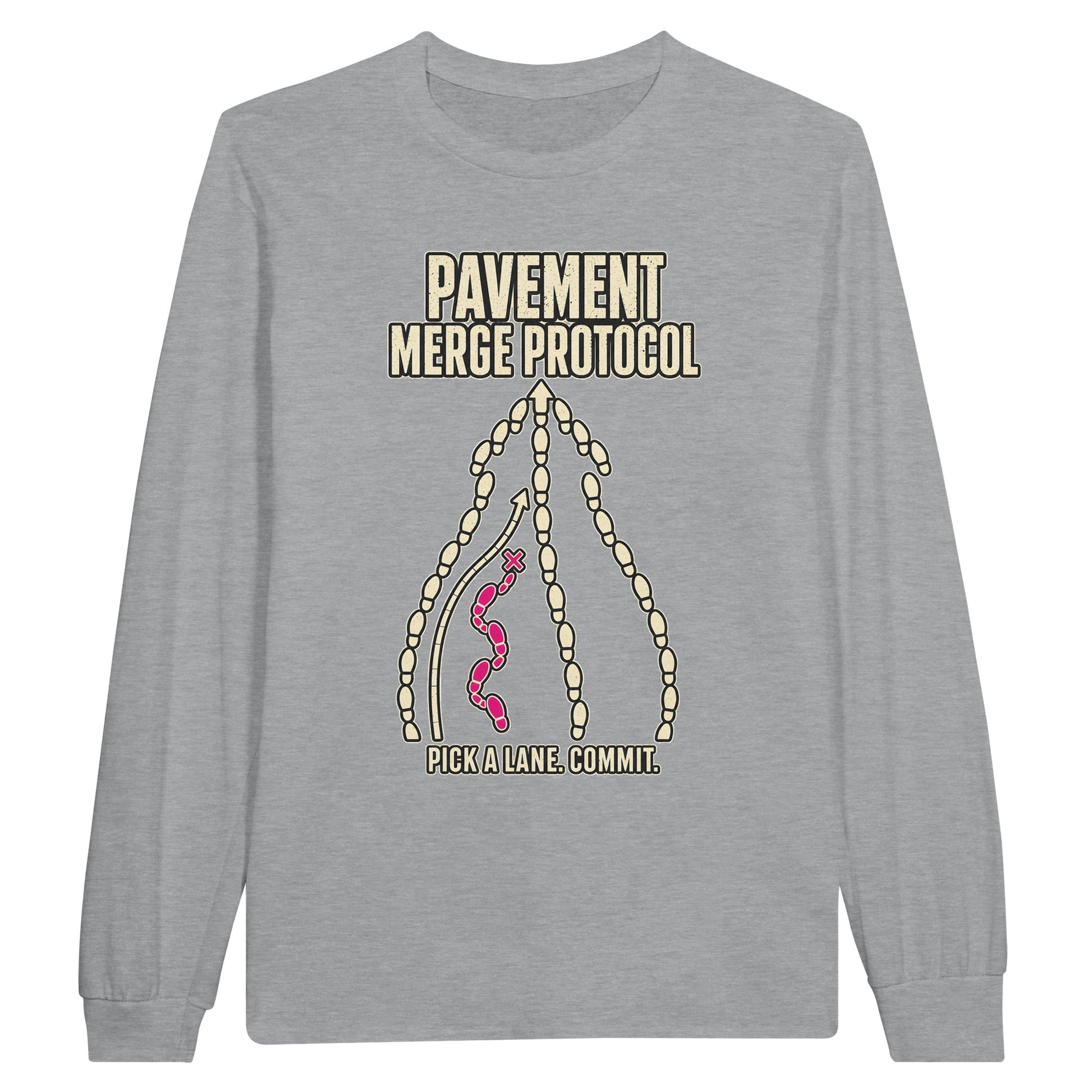 Pavement Merge Protocol — Pick a Lane Long-Sleeve T-shirt — product view 10