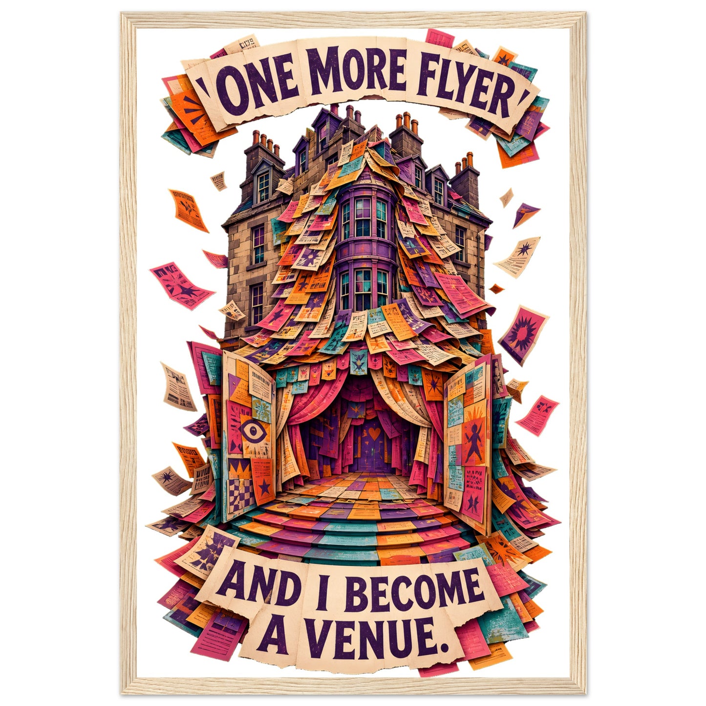 One More Flyer and I Become a Venue Framed Wall Art — product view 3