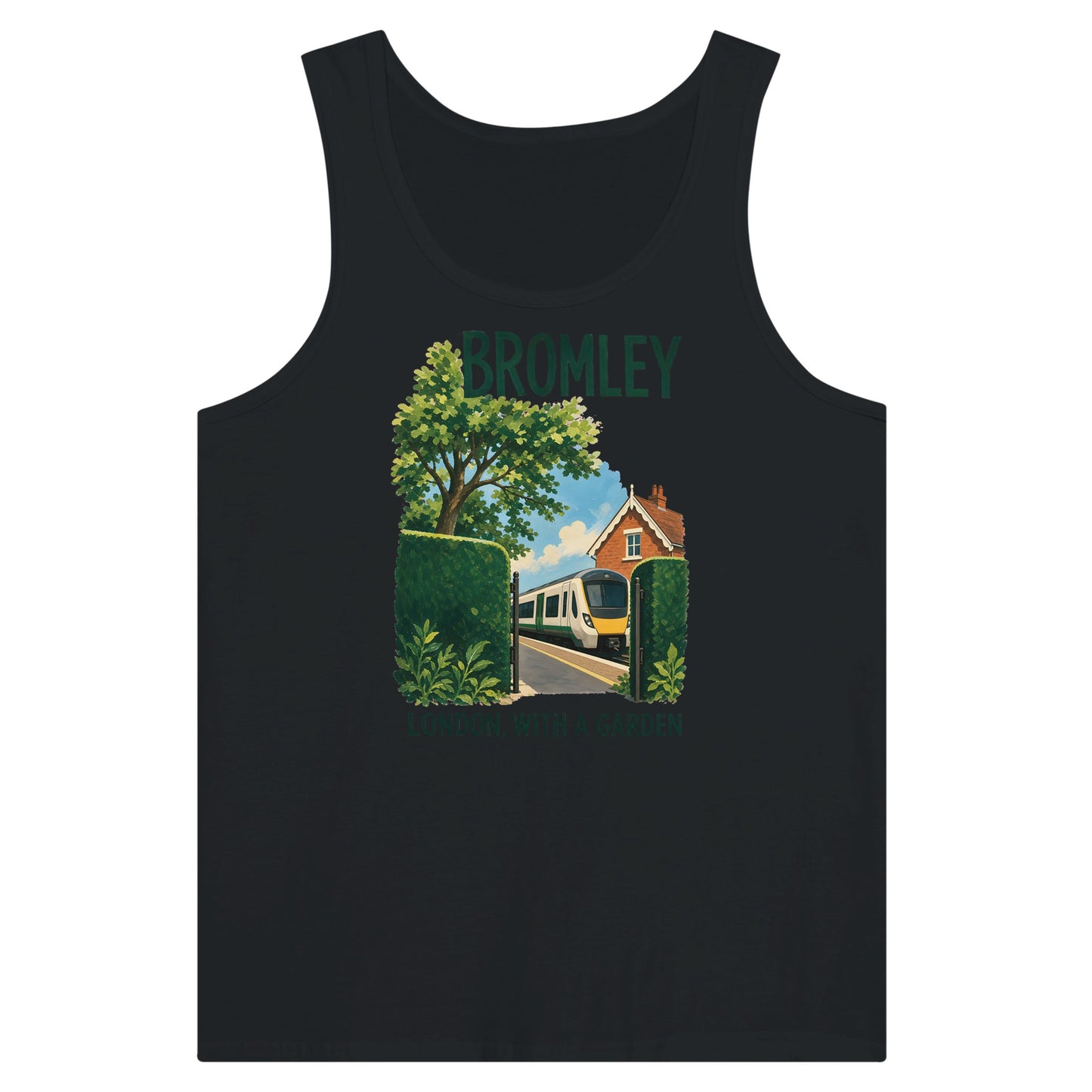 Bromley: London with a Garden Premium Unisex Tank Top — product view 8