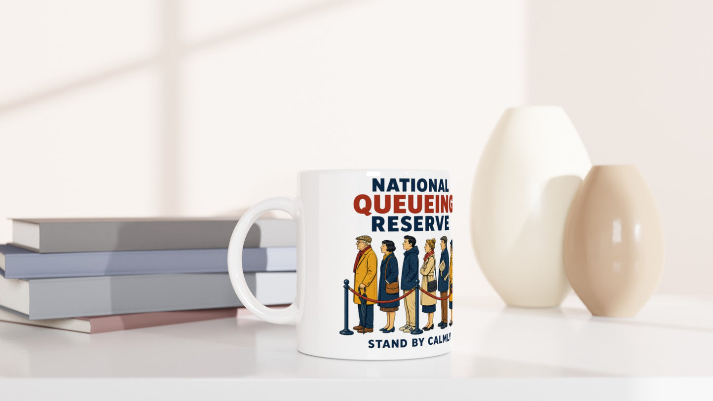 National Queueing Reserve – British Queue Graphic Mug — product view 5