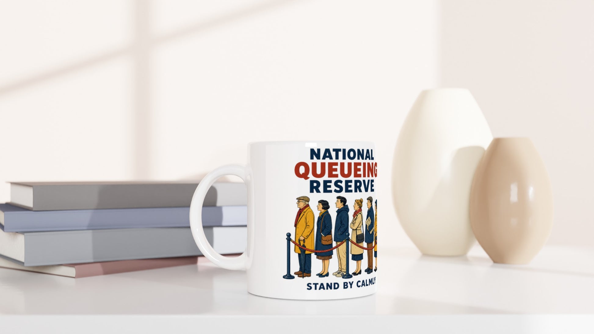 National Queueing Reserve – British Queue Graphic Mug — product view 5