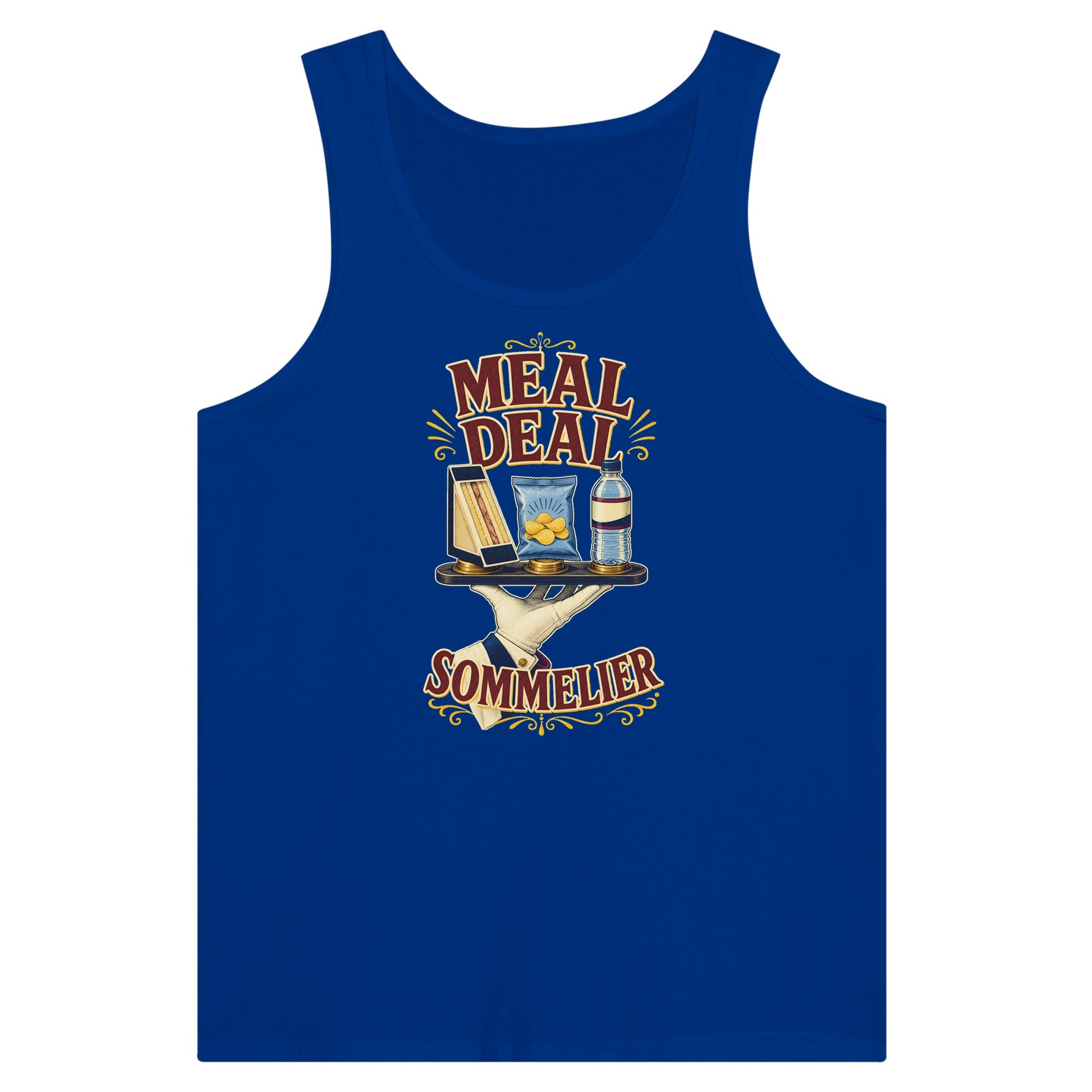 Meal Deal Sommelier British Lunch Design Premium Unisex Tank Top — product view 3