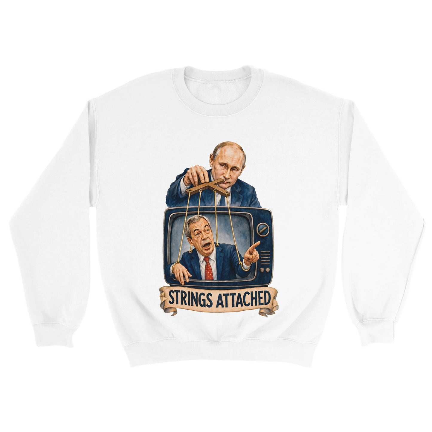 Strings Attached Political Satire Sweatshirt — product view 18