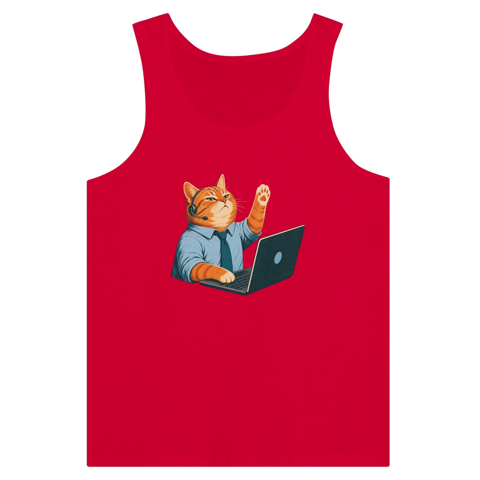 Cat Calls the Meeting Premium Unisex Tank Top — product view 12