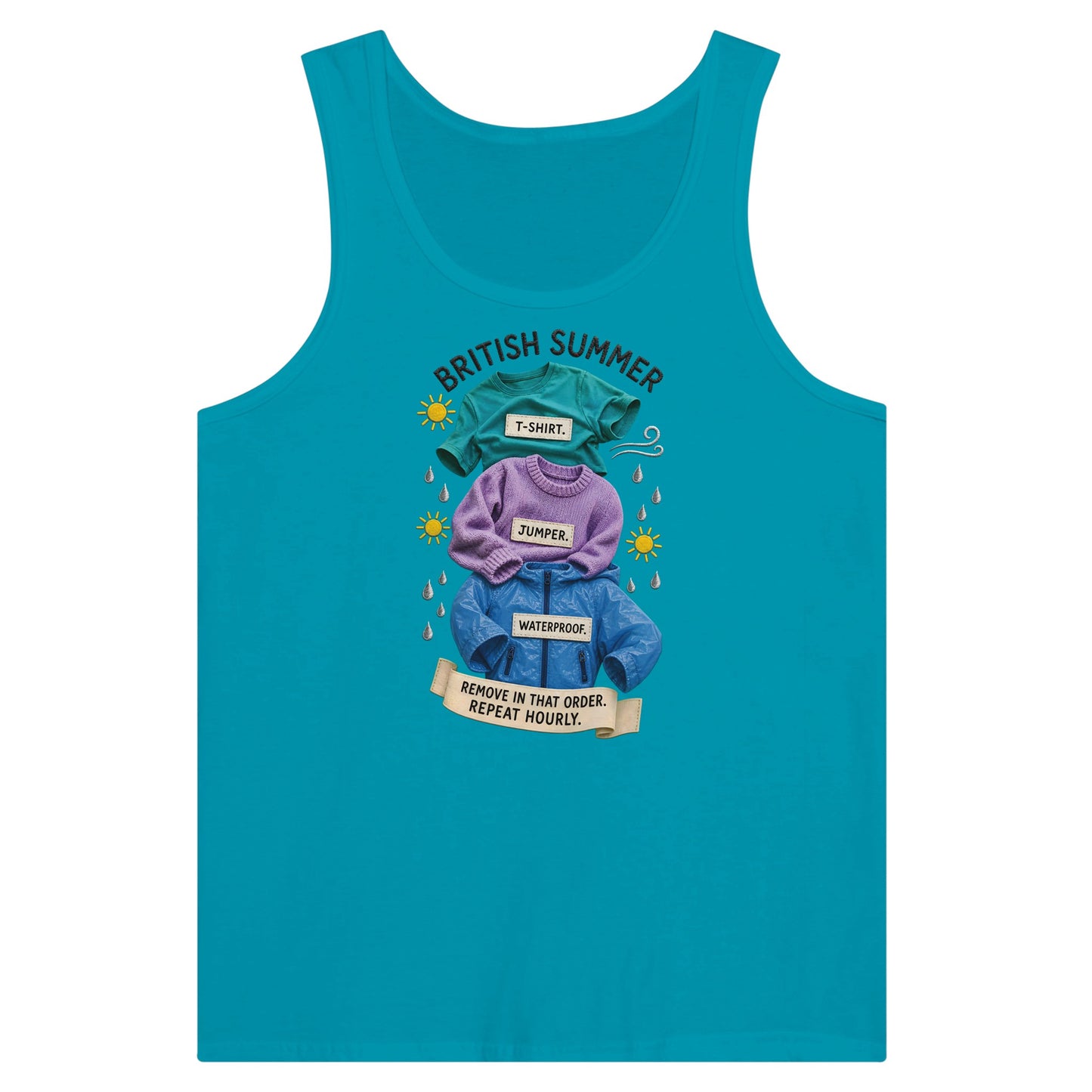 British Summer: Repeat Layers Hourly Premium Unisex Tank Top — product view 2