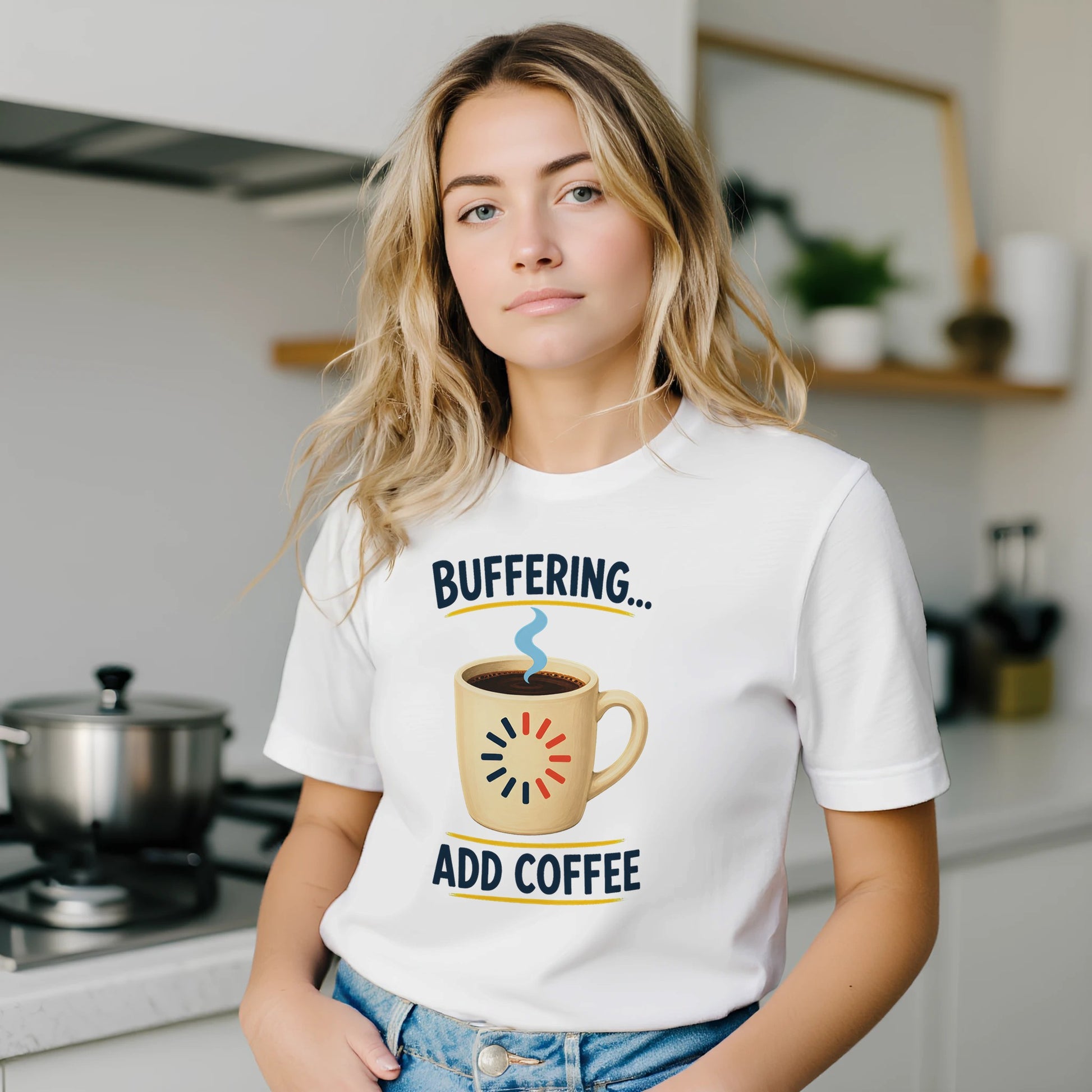 Buffering Brew — Add Coffee Tech Graphic T-shirt — product view 8