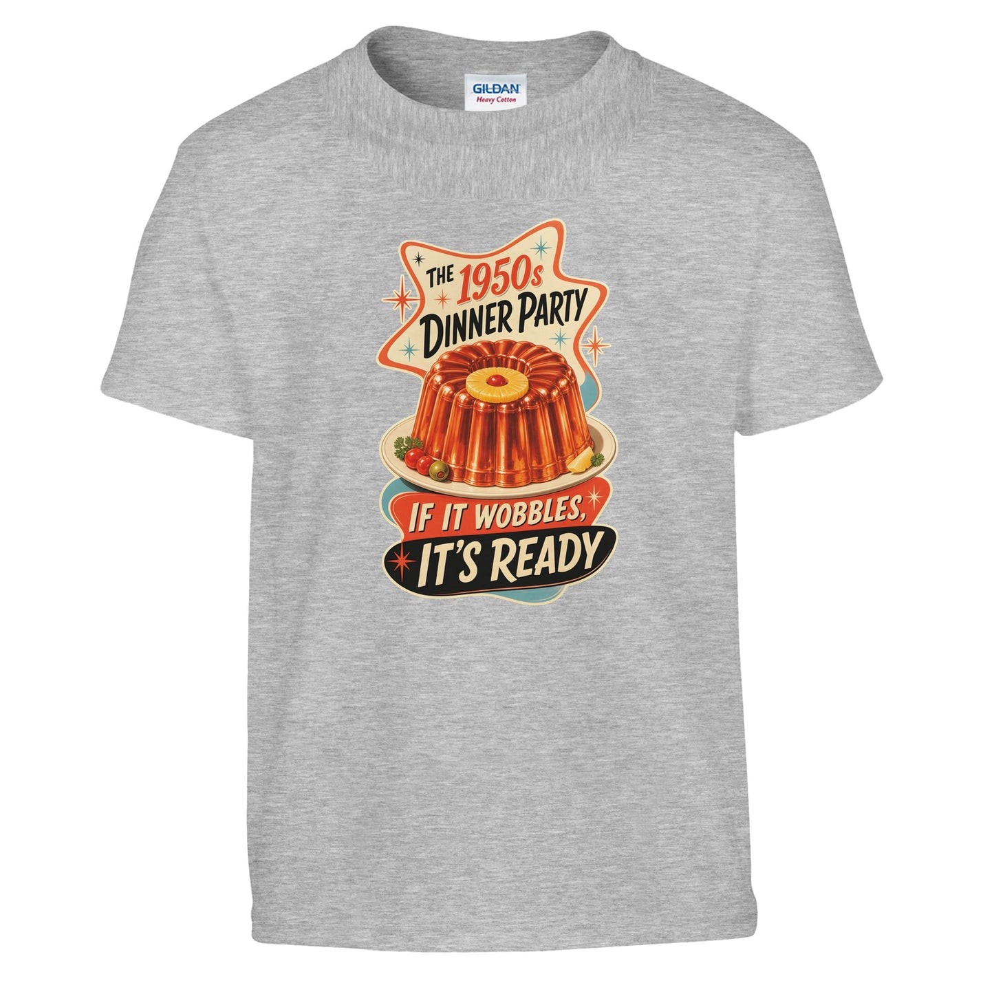 The 1950s Dinner Party — If It Wobbles, It's Ready Kids' T-shirt — product view 4