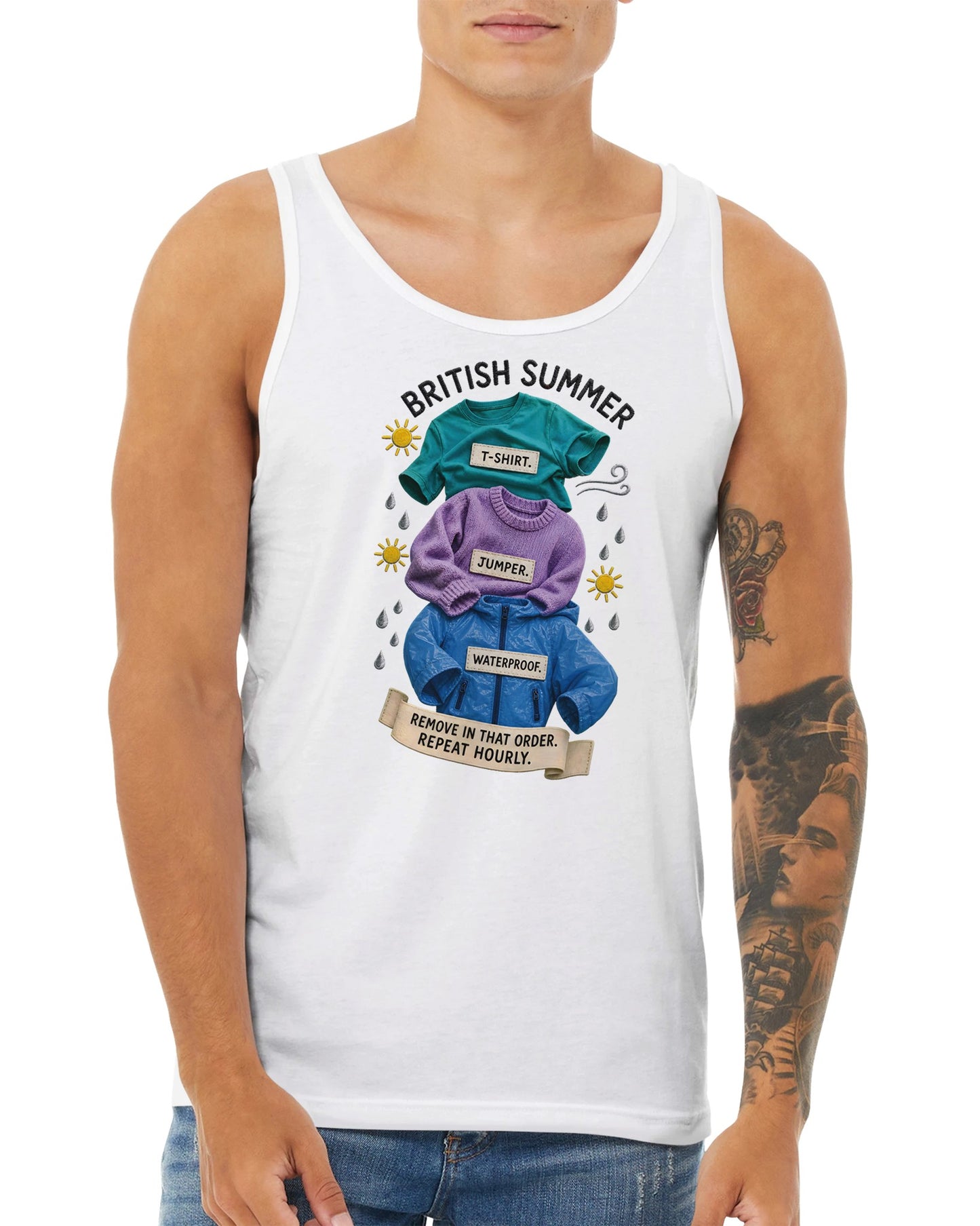 British Summer: Repeat Layers Hourly Premium Unisex Tank Top — product view 15