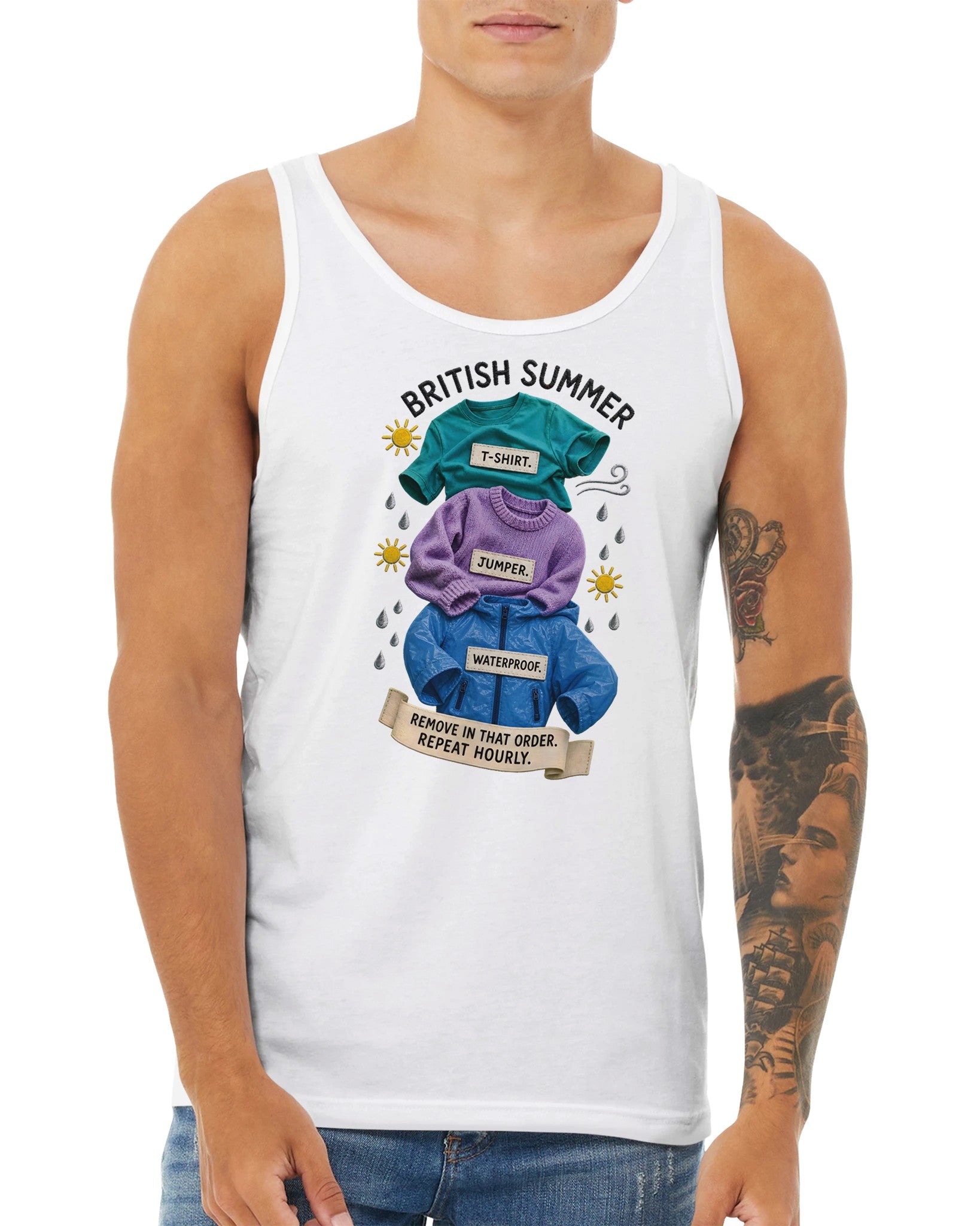 British Summer: Repeat Layers Hourly Premium Unisex Tank Top — product view 15