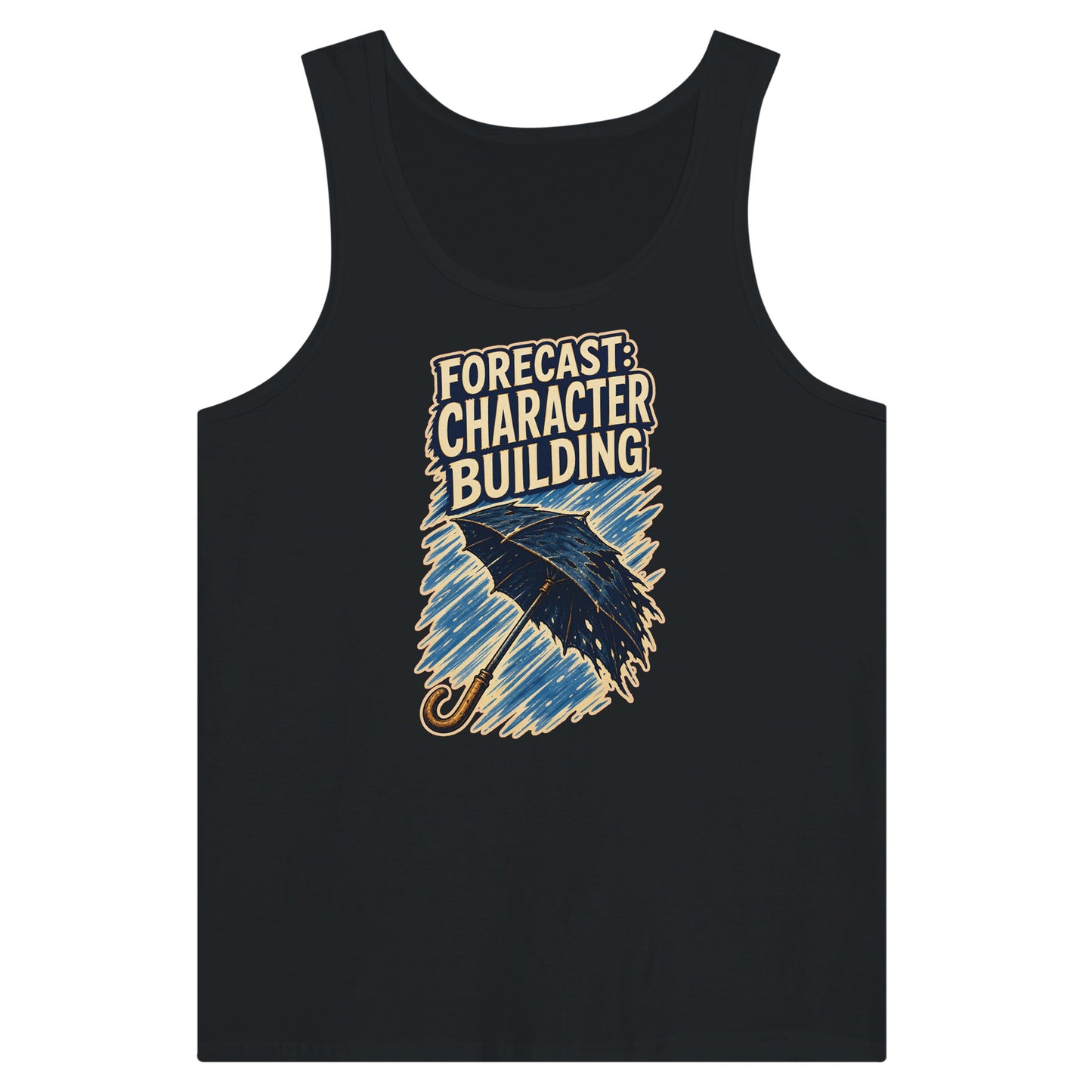 Forecast: Character Building – British Weather Premium Unisex Tank Top — product view 3